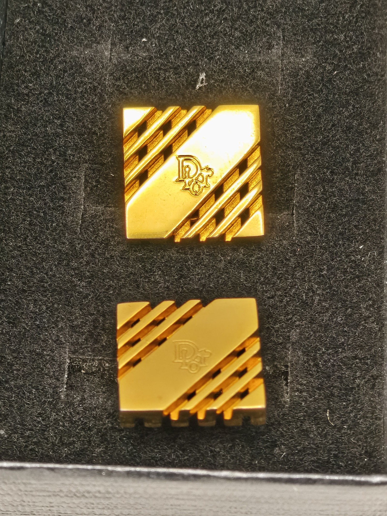 Christian Dior Gold Tone Square Logo Men's Cufflinks image 2