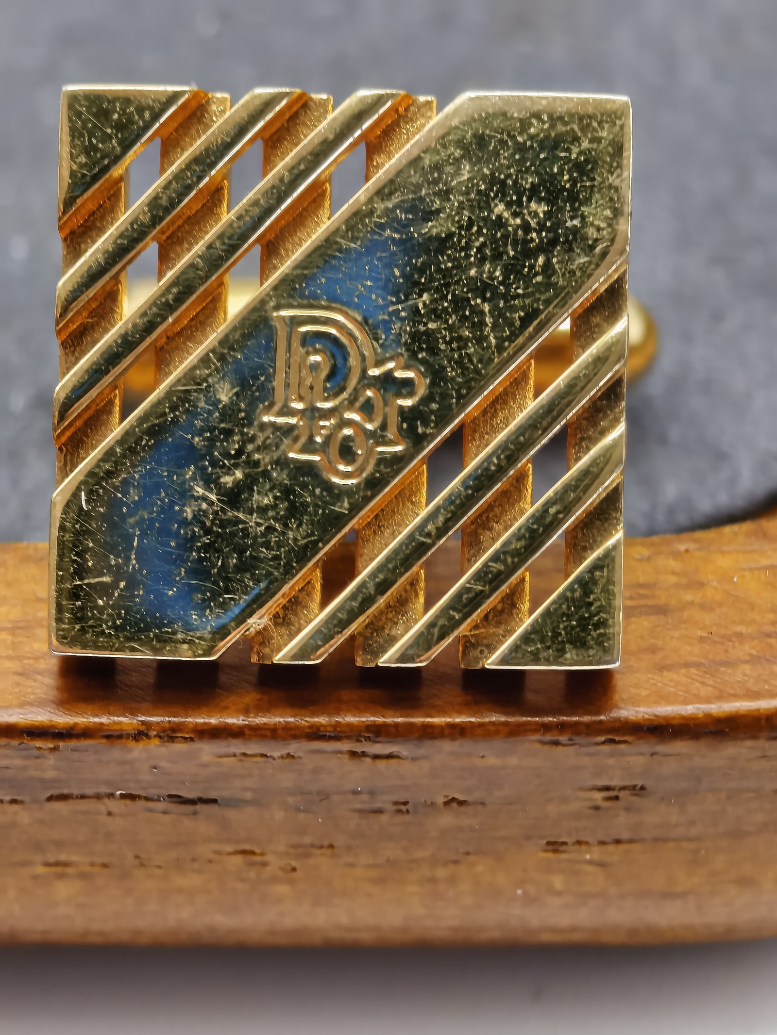 Christian Dior Gold Tone Square Logo Men's Cufflinks image 4