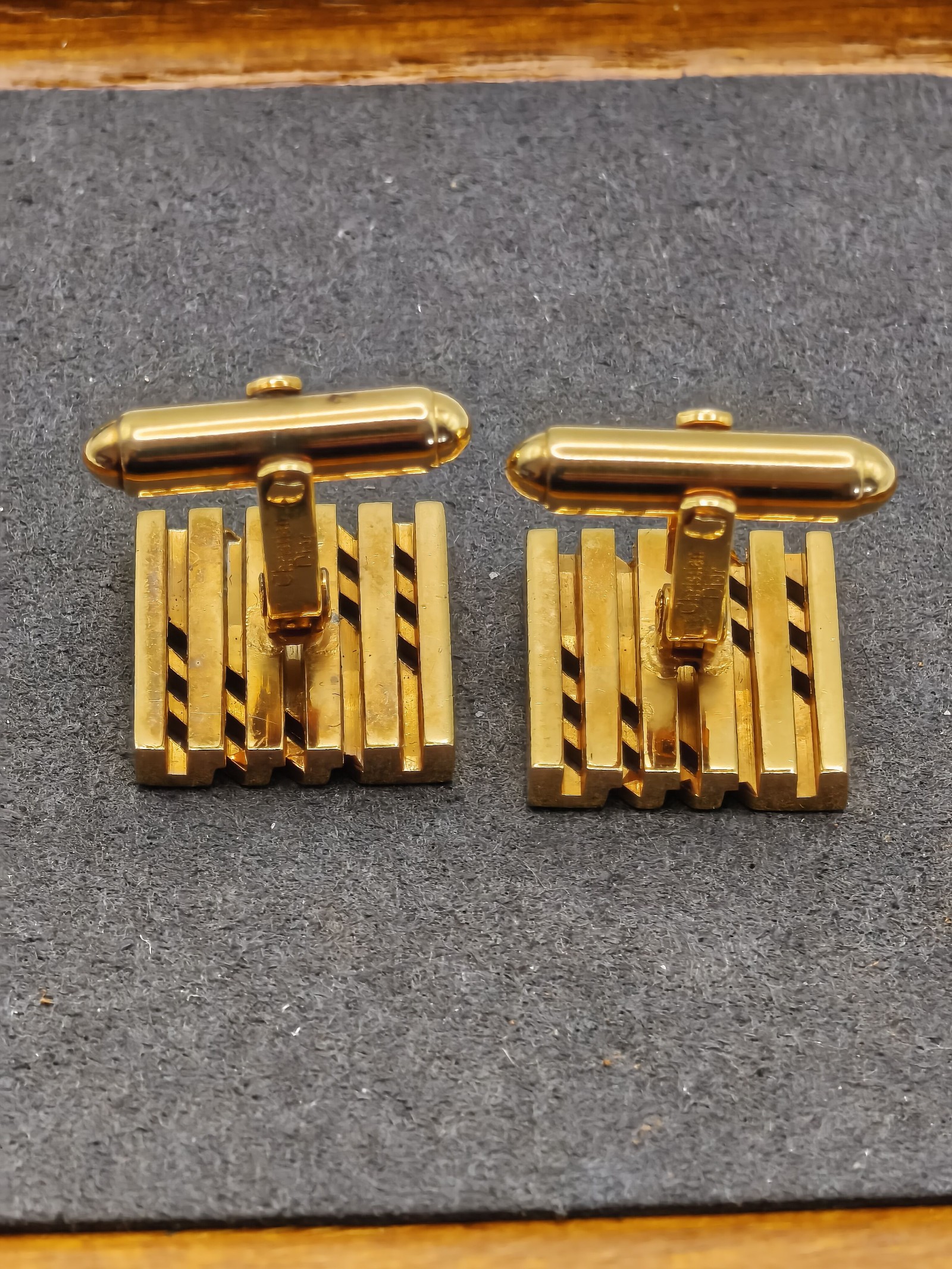 Christian Dior Gold Tone Square Logo Men's Cufflinks image 6