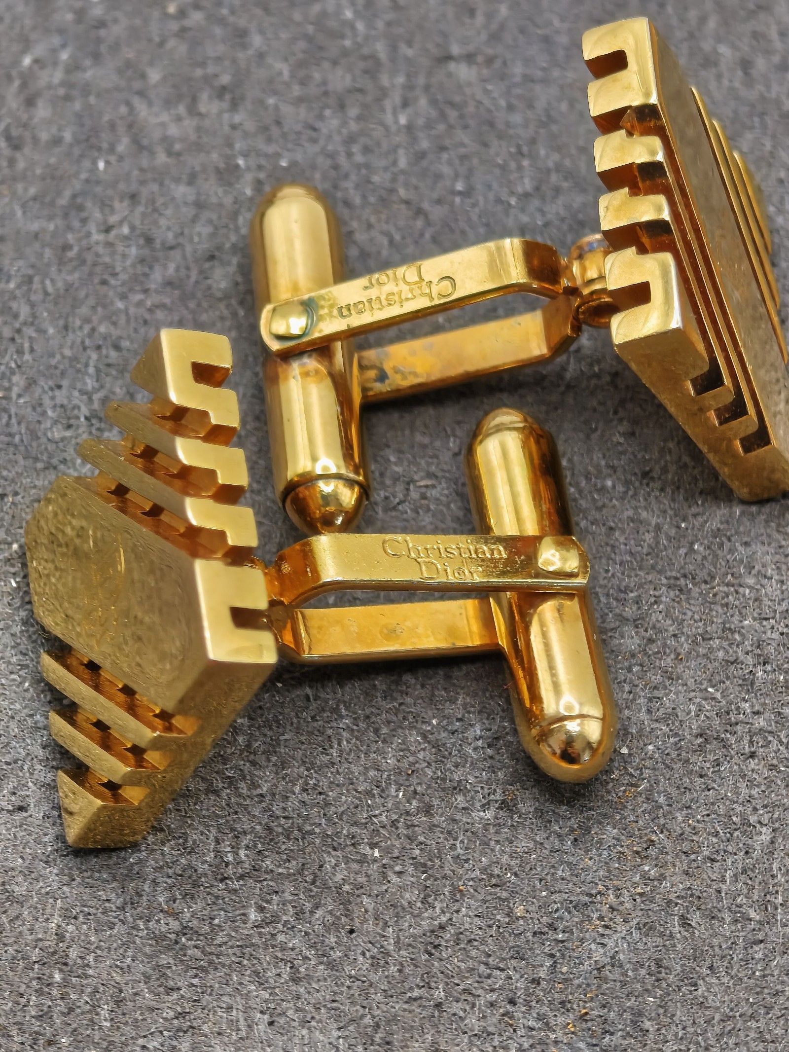 Christian Dior Gold Tone Square Logo Men's Cufflinks image 7