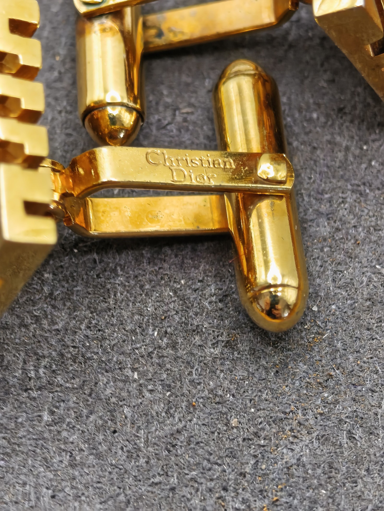 Christian Dior Gold Tone Square Logo Men's Cufflinks image 8