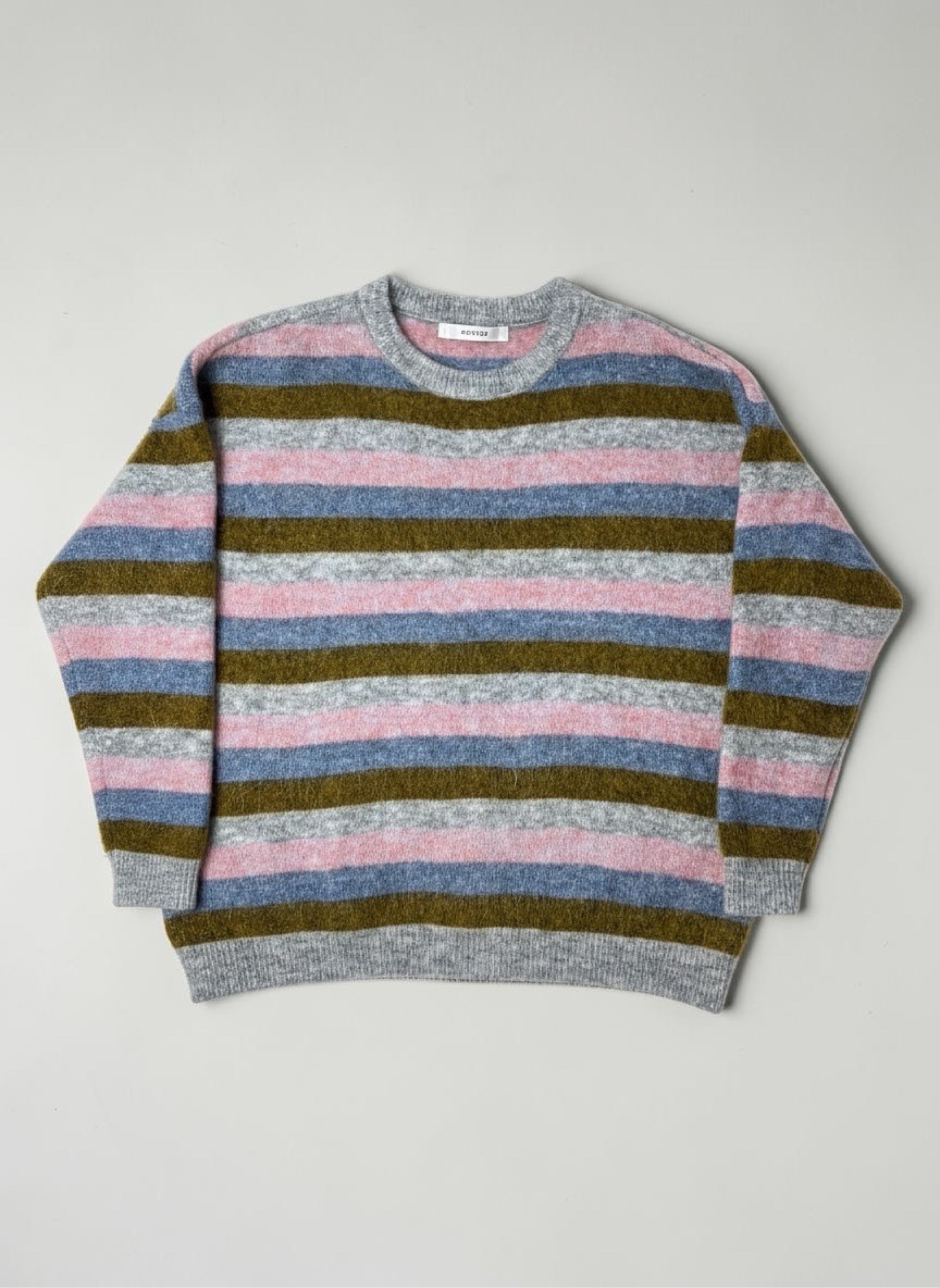 Gestuz Striped boxy fit Mohair Wool Sweater flauschig colorblock Medium image 2