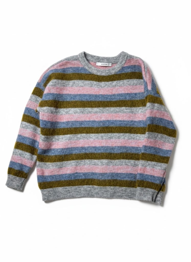 Gestuz Striped boxy fit Mohair Wool Sweater flauschig colorblock Medium