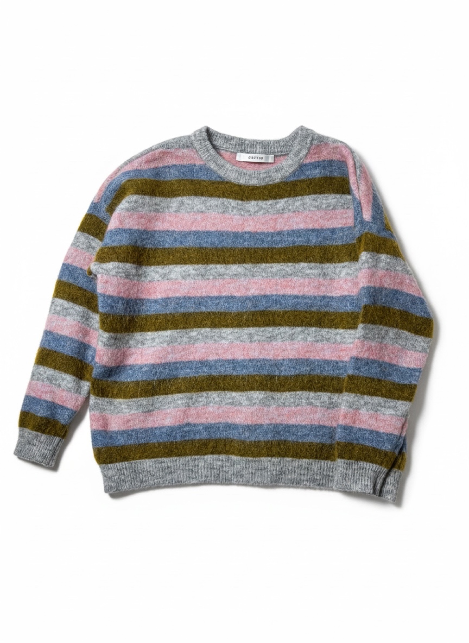 Gestuz Striped boxy fit Mohair Wool Sweater flauschig colorblock Medium