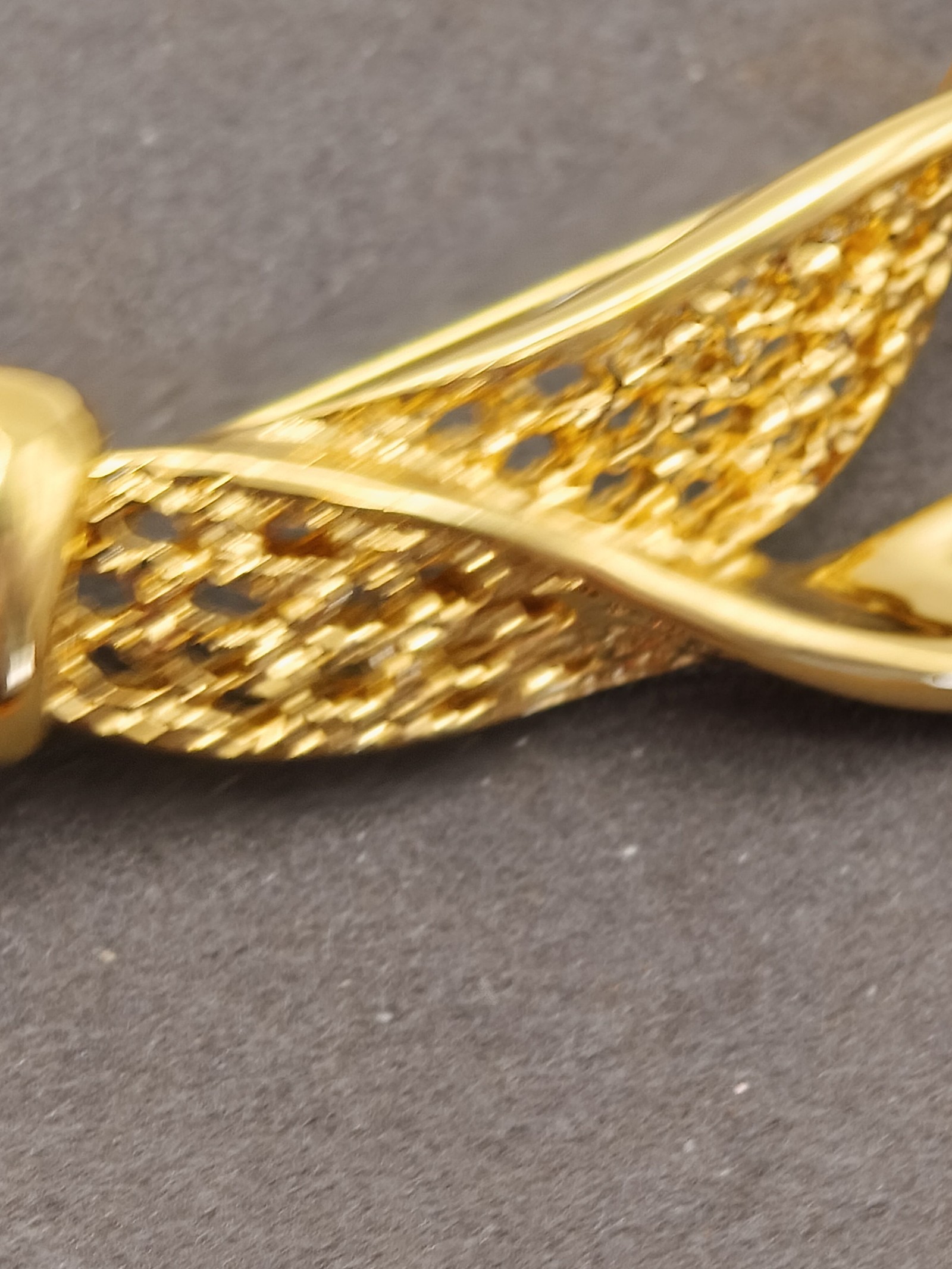 Balmain Gold Tone Textured Bow Brooch Pin image 5