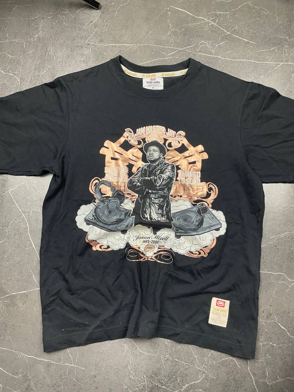 Ecko Unltd Black Graphic Band T-Shirt Medium Jam Master Jay