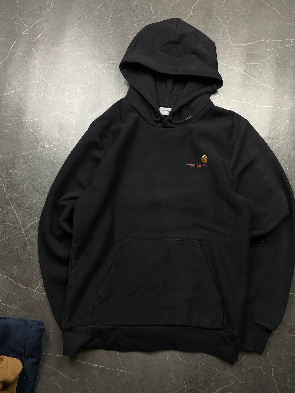 Carhartt Black Hooded Sweatshirt Small Work In Progress Logo image 2