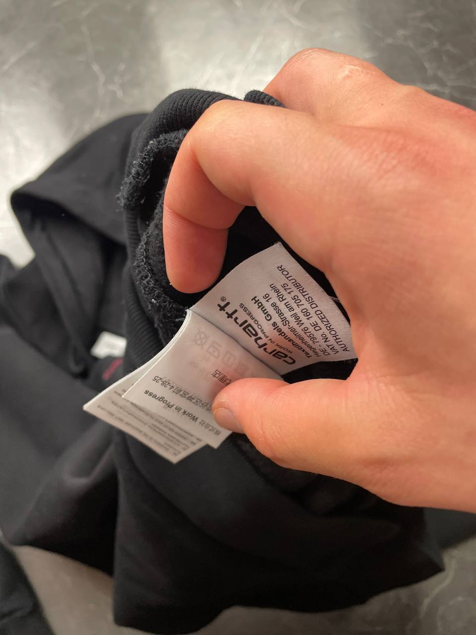 Carhartt Black Hooded Sweatshirt Small Work In Progress Logo image 3