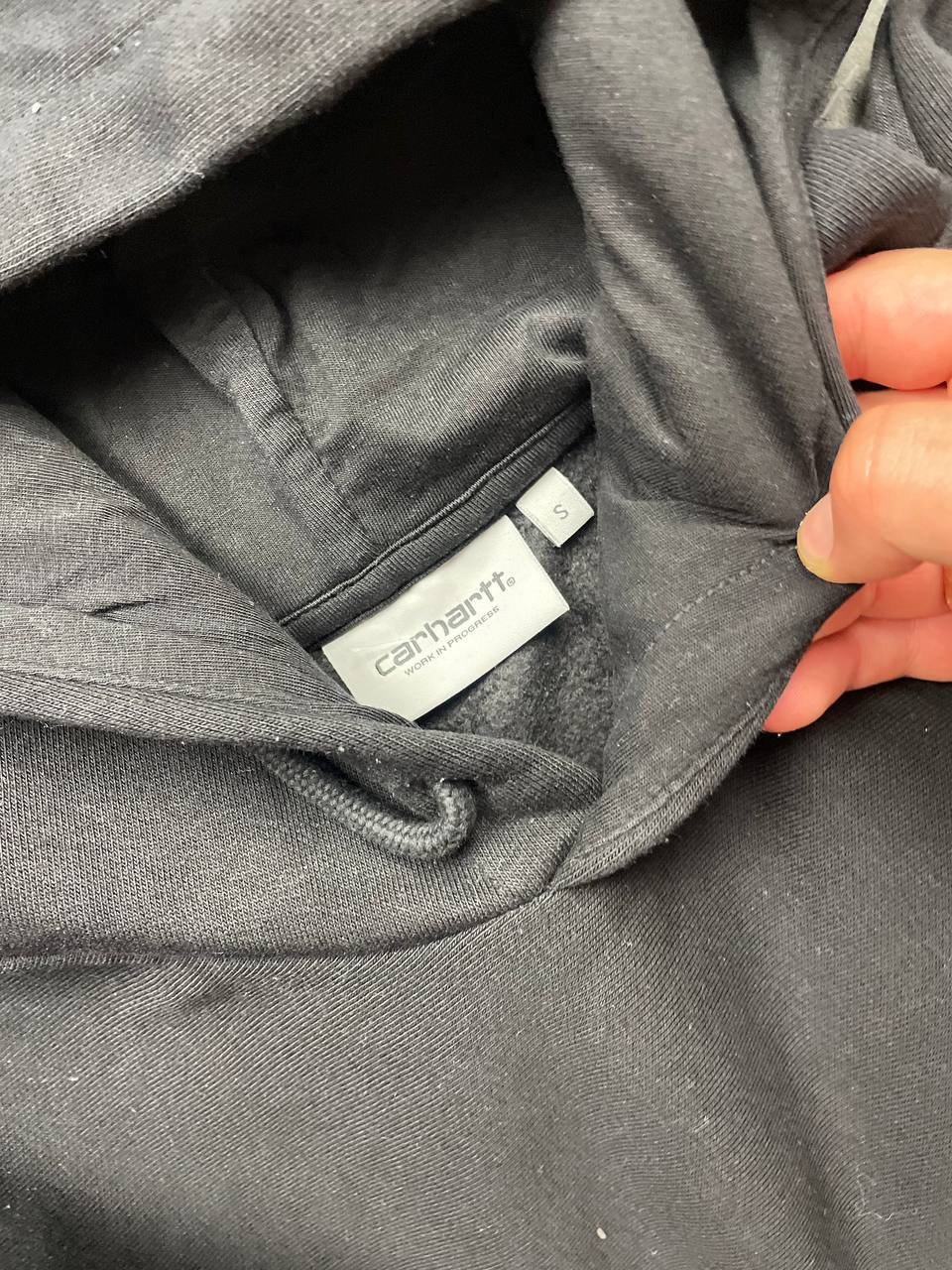 Carhartt Black Hooded Sweatshirt Small Work In Progress Logo image 6
