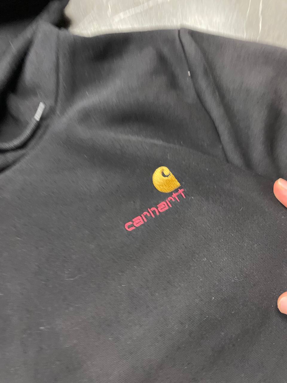 Carhartt Black Hooded Sweatshirt Small Work In Progress Logo image 8