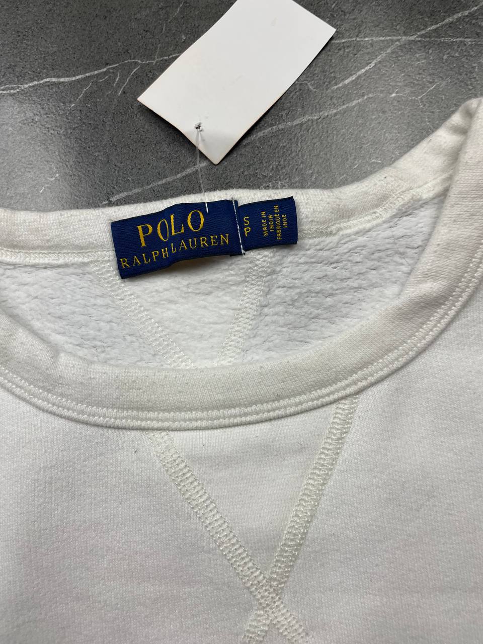Polo Ralph Lauren White Crewneck Sweatshirt Medium Cotton Blend image 9