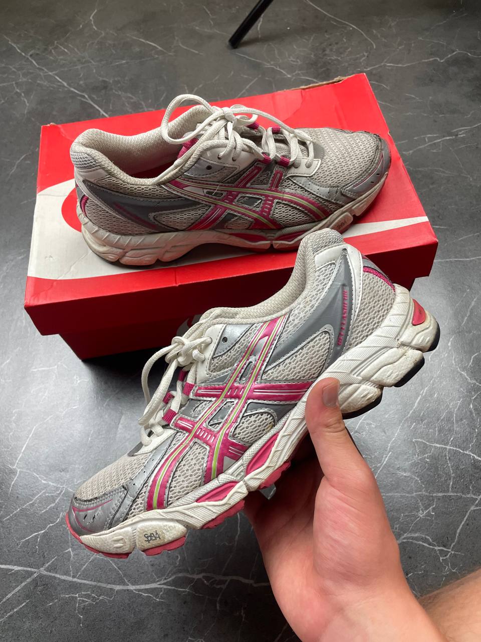 Asics Women's Pink & Grey Running Trainers US 9