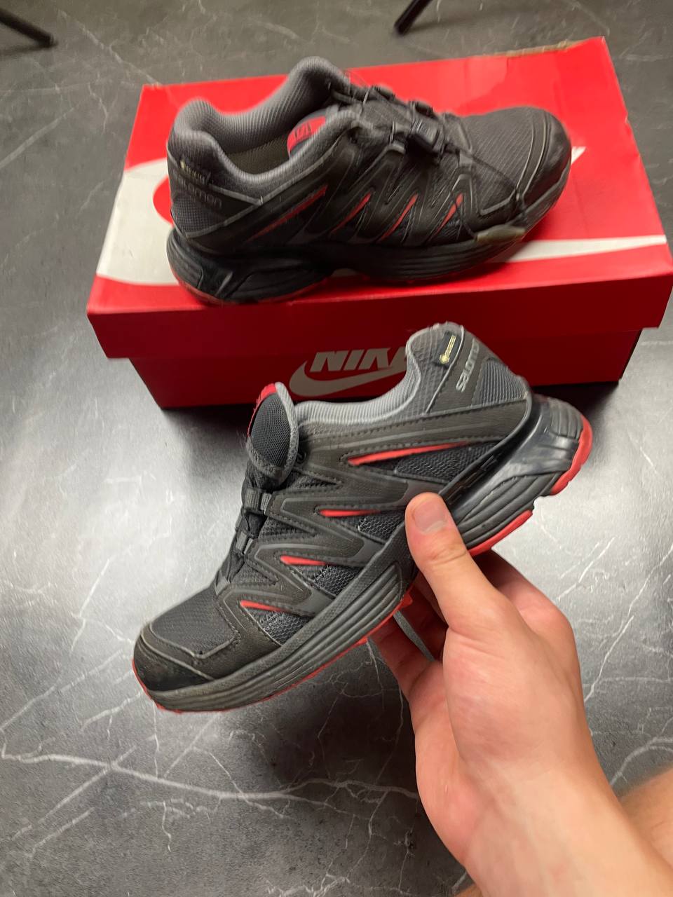 Salomon Black & Red Trail Running Shoes goretex