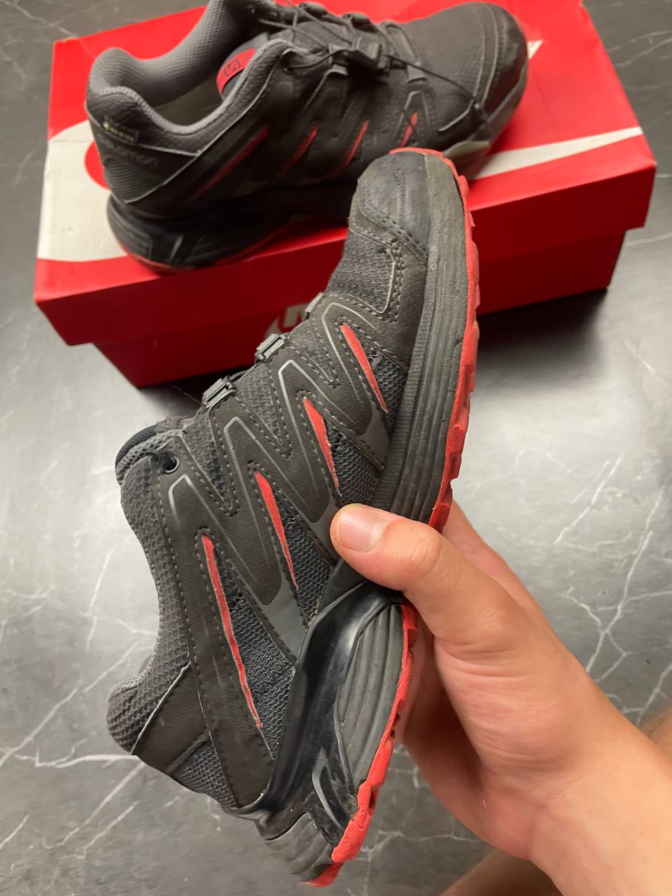 Salomon Black & Red Trail Running Shoes goretex image 8