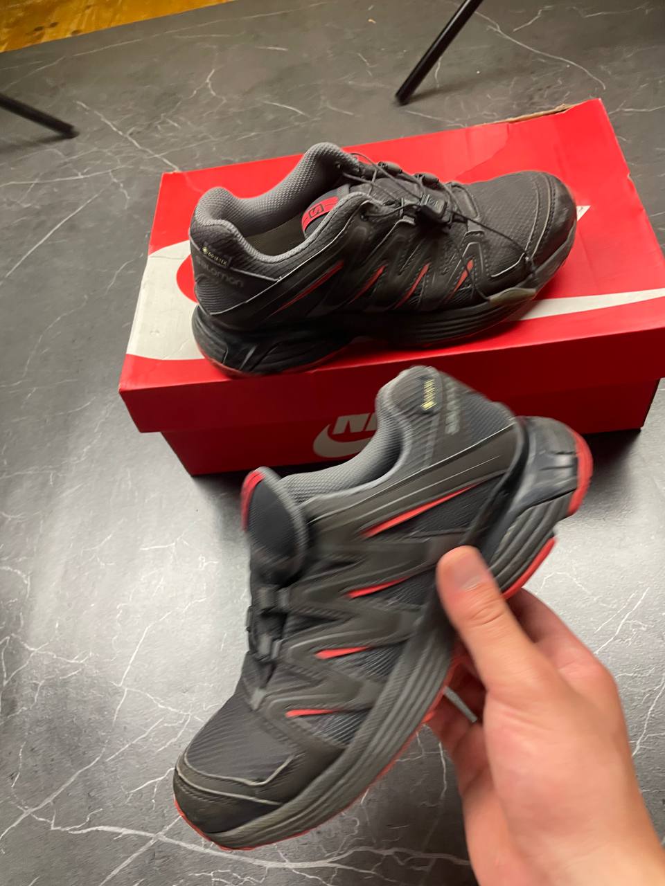 Salomon Black & Red Trail Running Shoes goretex image 10
