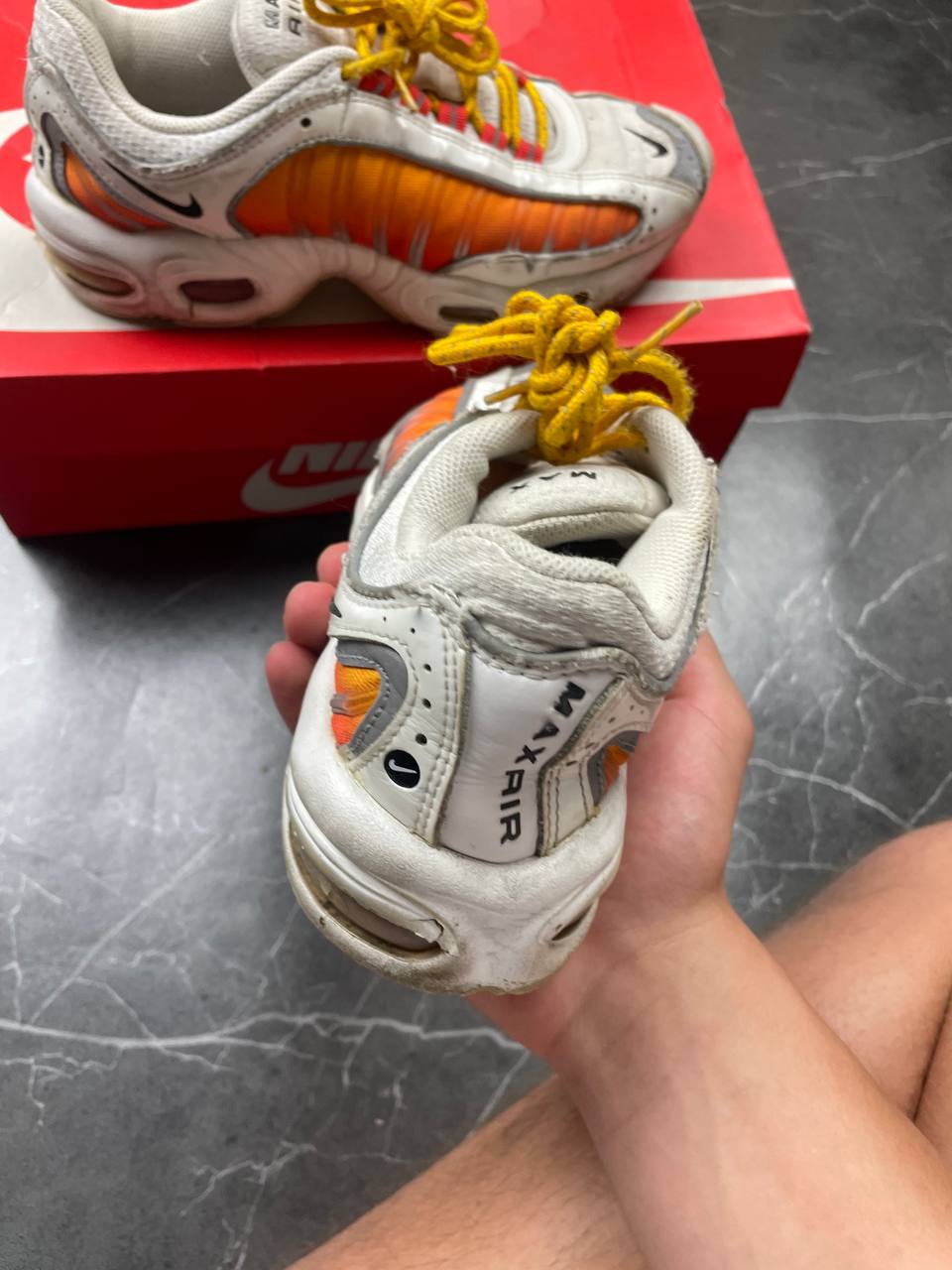 Nike White & Orange Air Max Tailwind IV US 7.5 Sneakers image 6