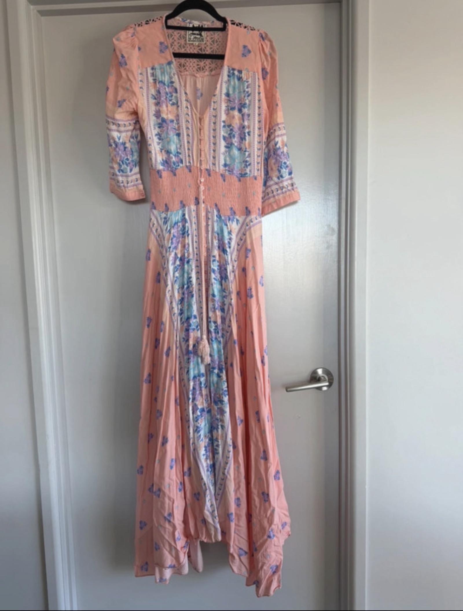 Jaase Pink & Blue Floral Maxi Dress Medium