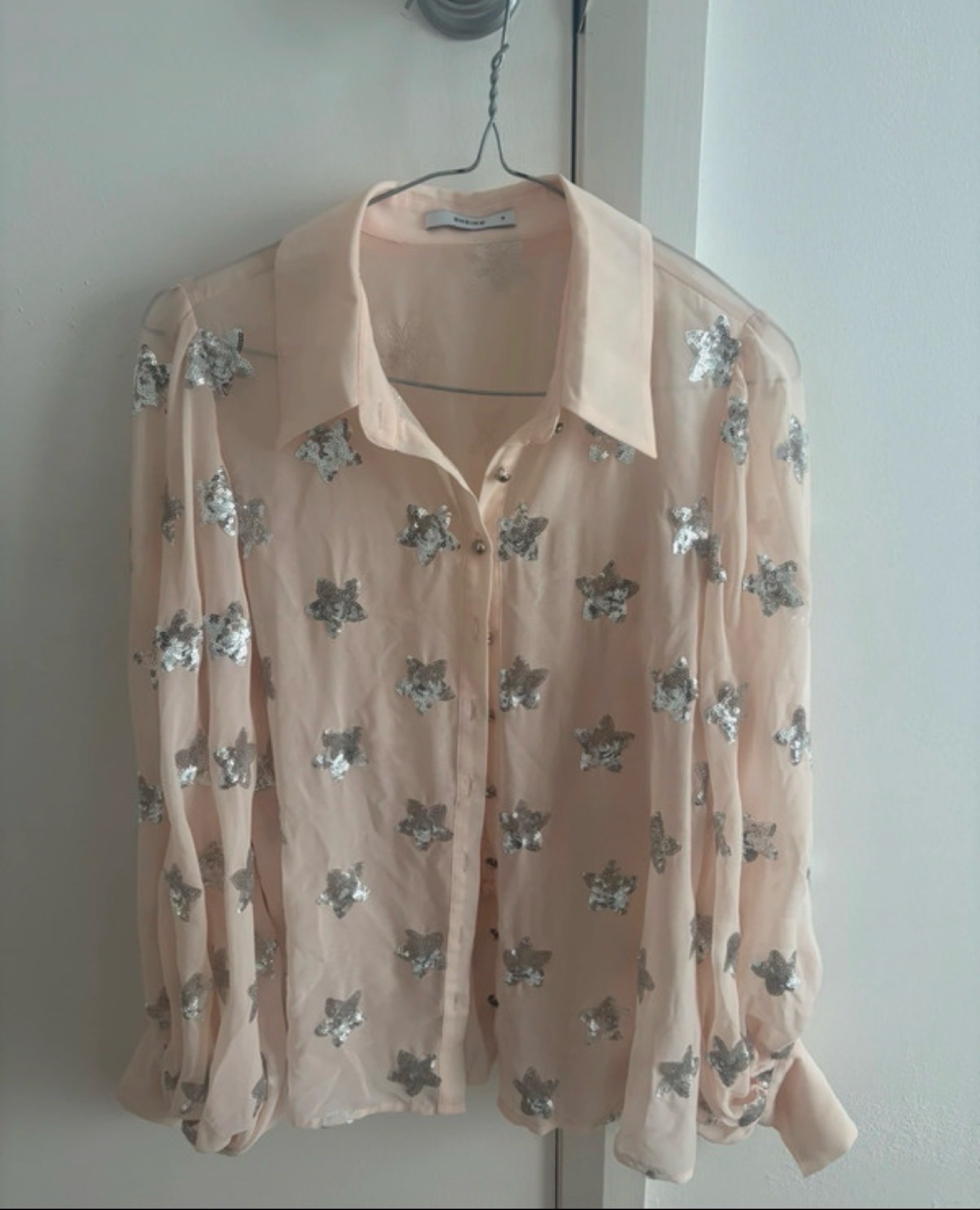 Sheike Sz 8 Pale Pink Sequin Star Blouse Small