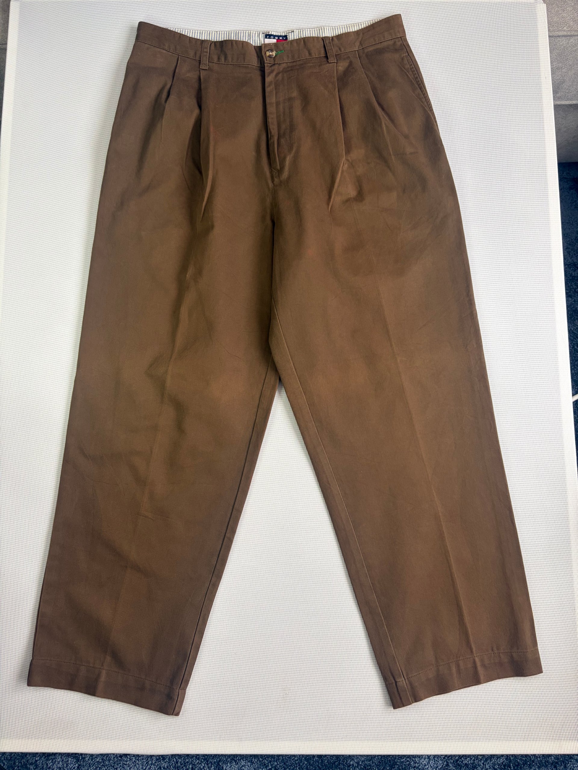 Tommy Hilfiger Brown Pleated Chino Trousers Medium