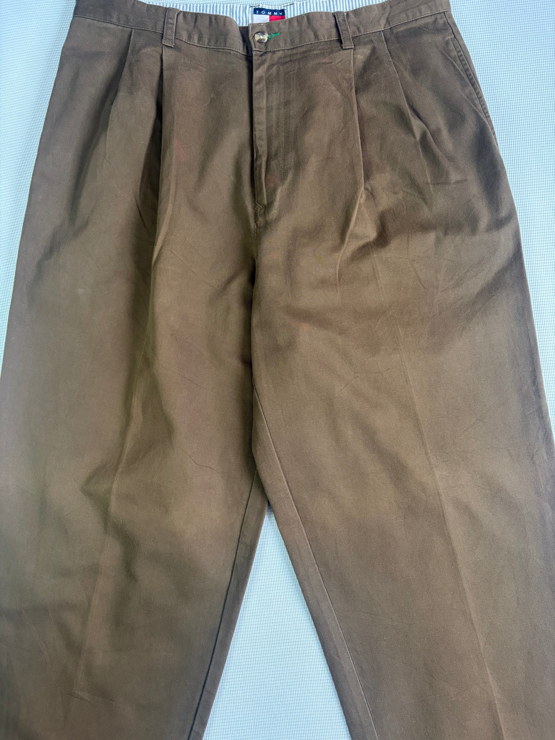 Tommy Hilfiger Brown Pleated Chino Trousers Medium image 3