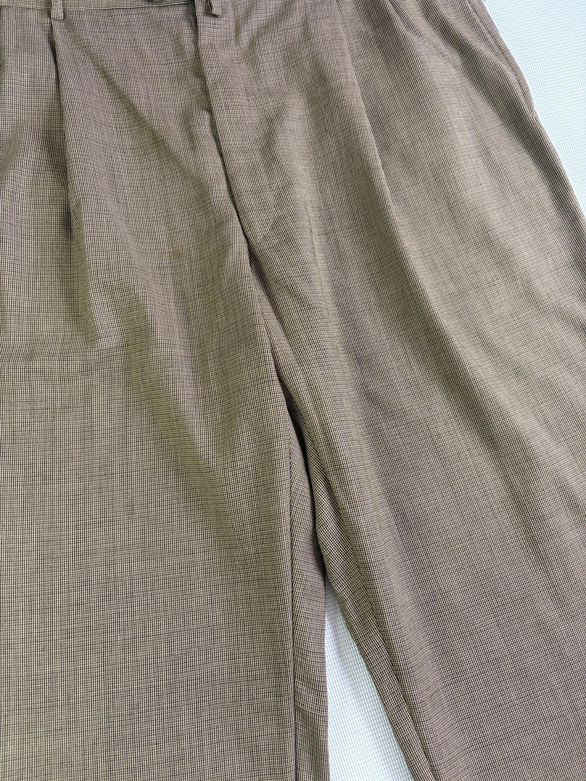 Tommy Hilfiger Trousers Brown Houndstooth Pleated Men's W40 L28 Old Money image 3