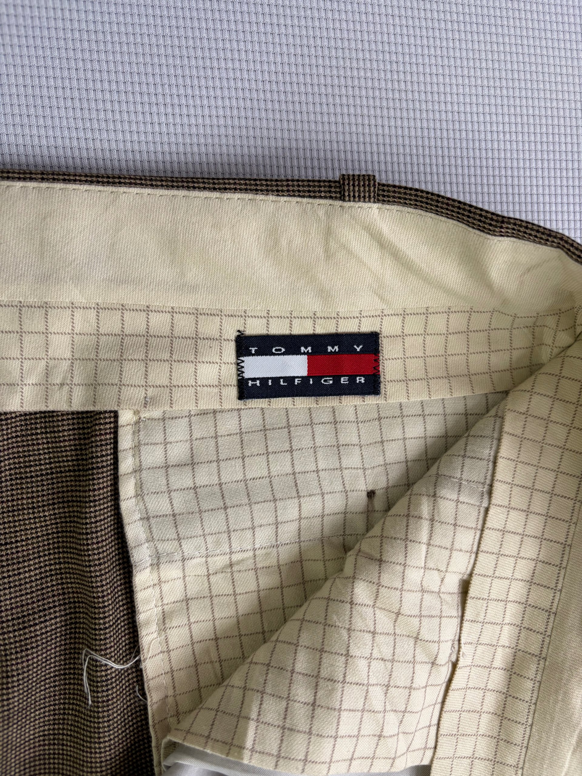 Tommy Hilfiger Trousers Brown Houndstooth Pleated Men's W40 L28 Old Money image 4