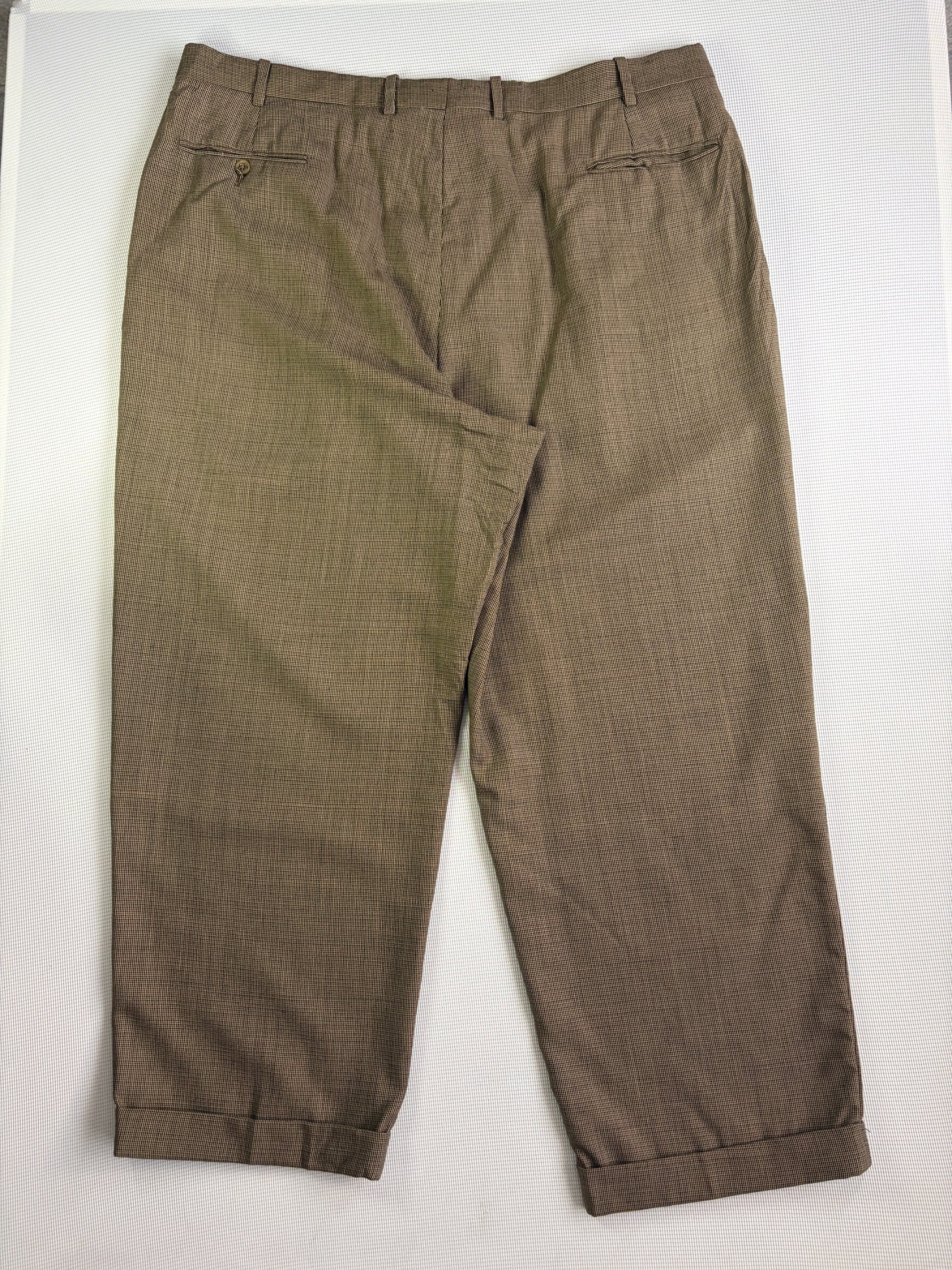 Tommy Hilfiger Trousers Brown Houndstooth Pleated Men's W40 L28 Old Money image 9