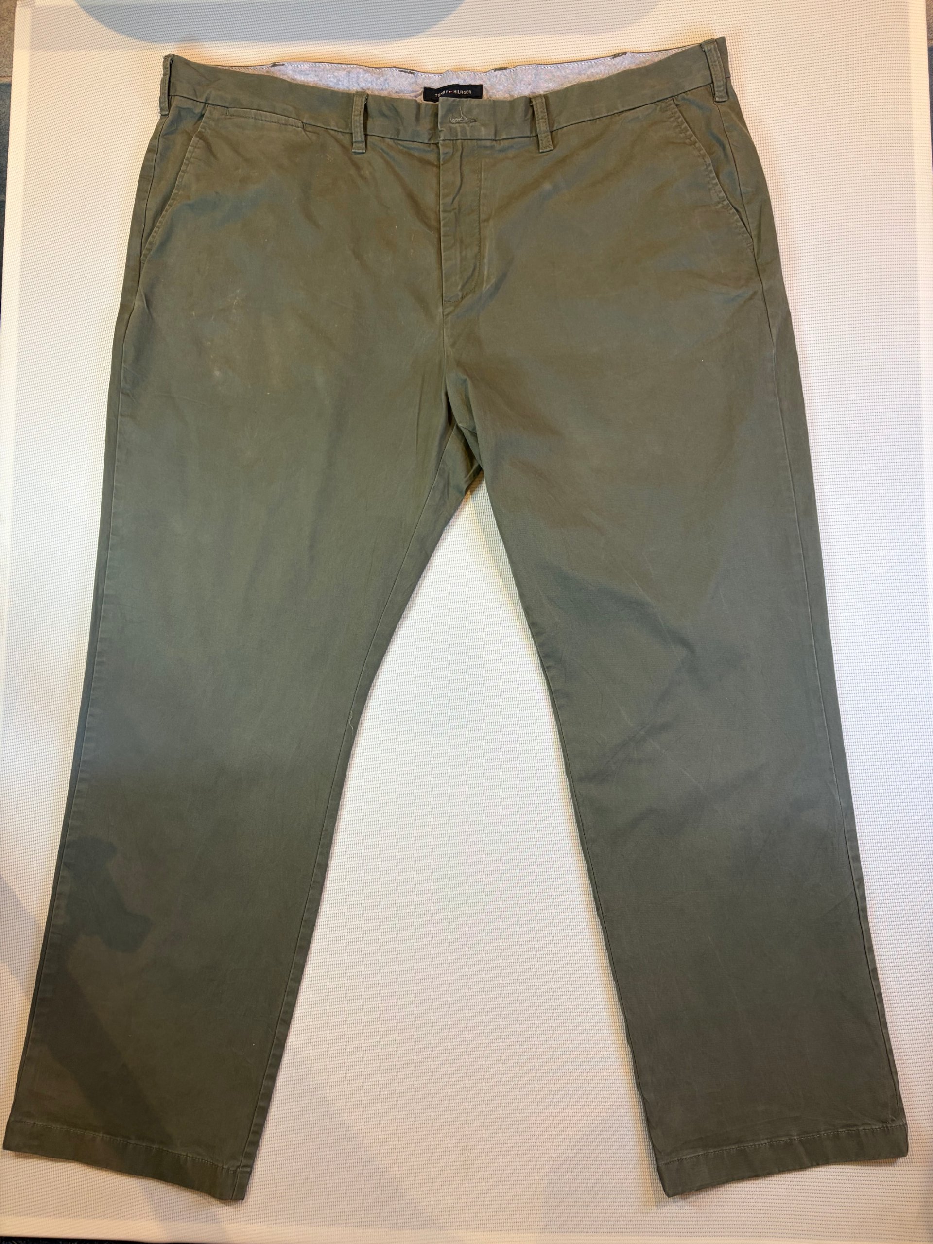 Tommy Hilfiger Chinos Olive Green Washed Look Mens Size 44/32