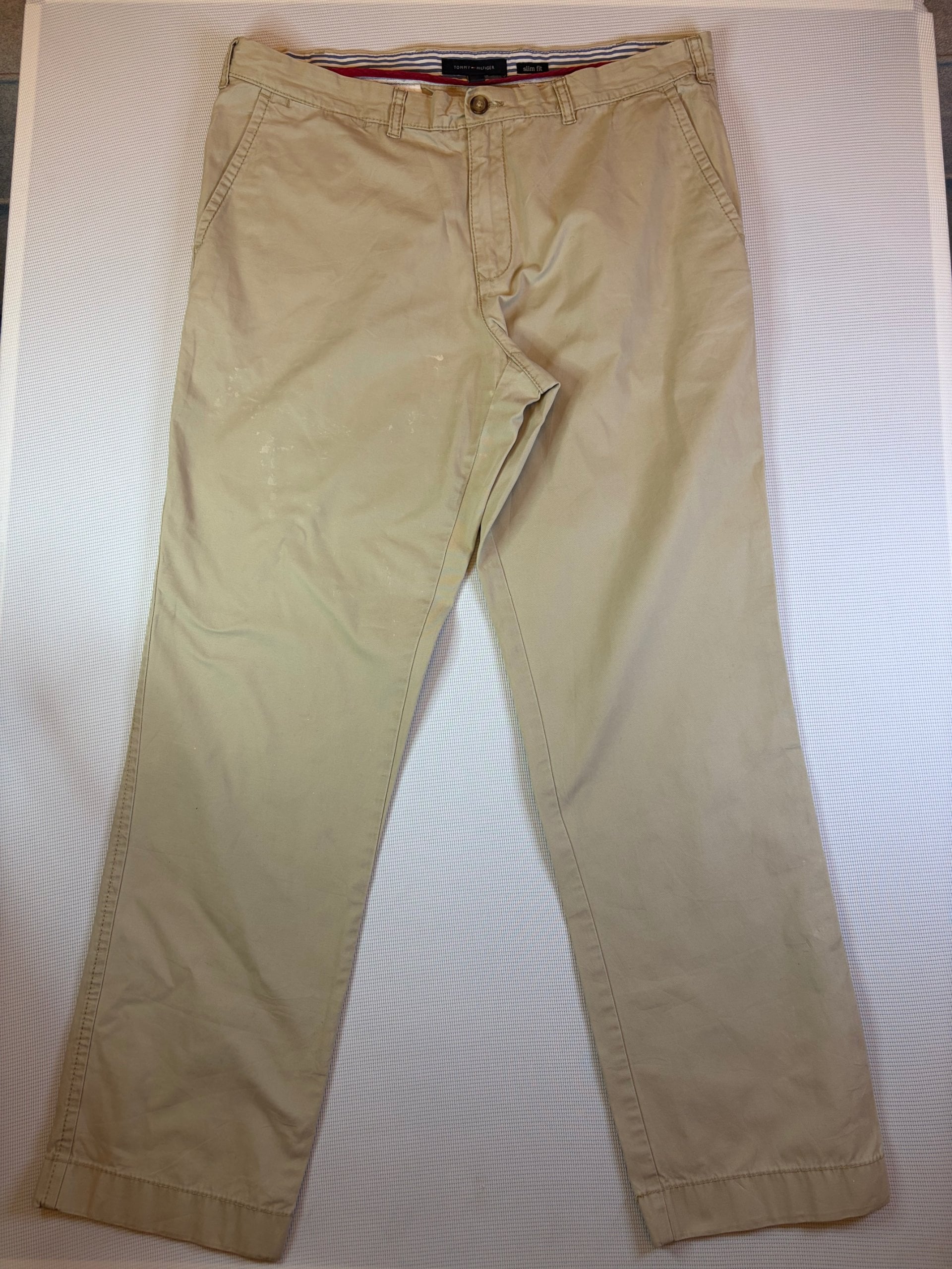 Tommy Hilfiger Chinos Khaki Slim Fit Mens Size 38/34 Smart Casual