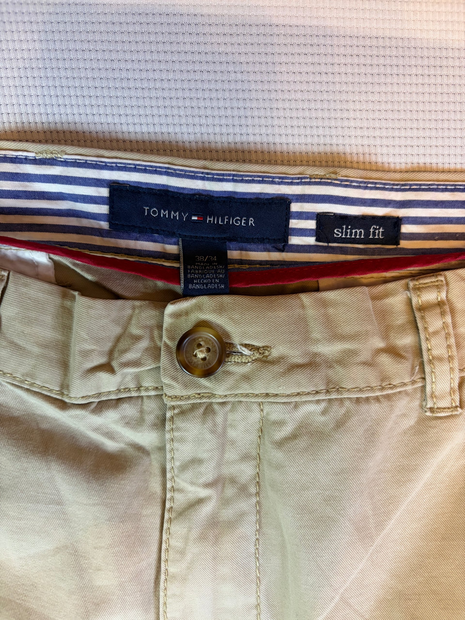 Tommy Hilfiger Chinos Khaki Slim Fit Mens Size 38/34 Smart Casual image 3