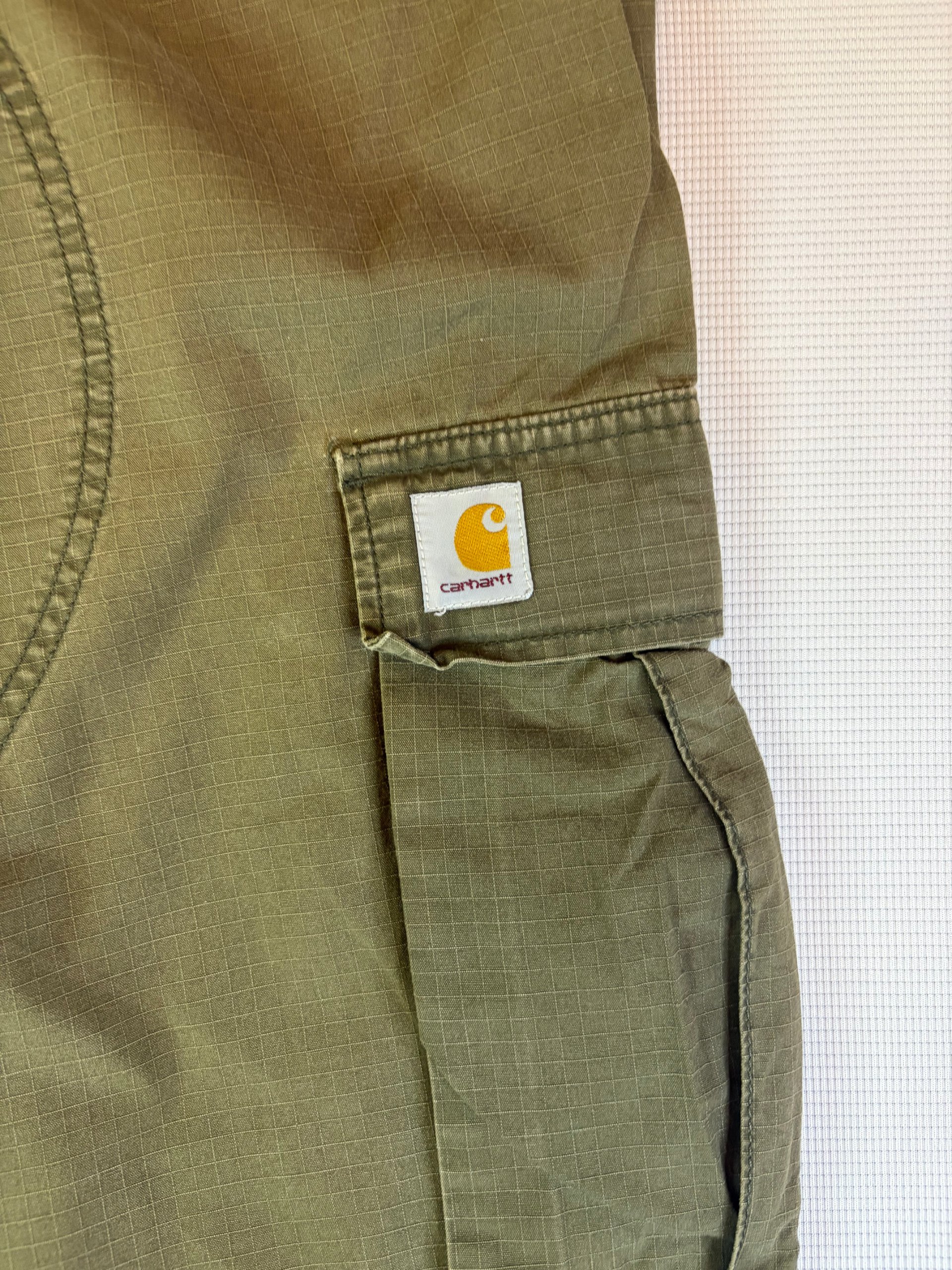 Carhartt WIP Cargo Pants Olive Green Ripstop Mens Size 32x32 Baggy image 9