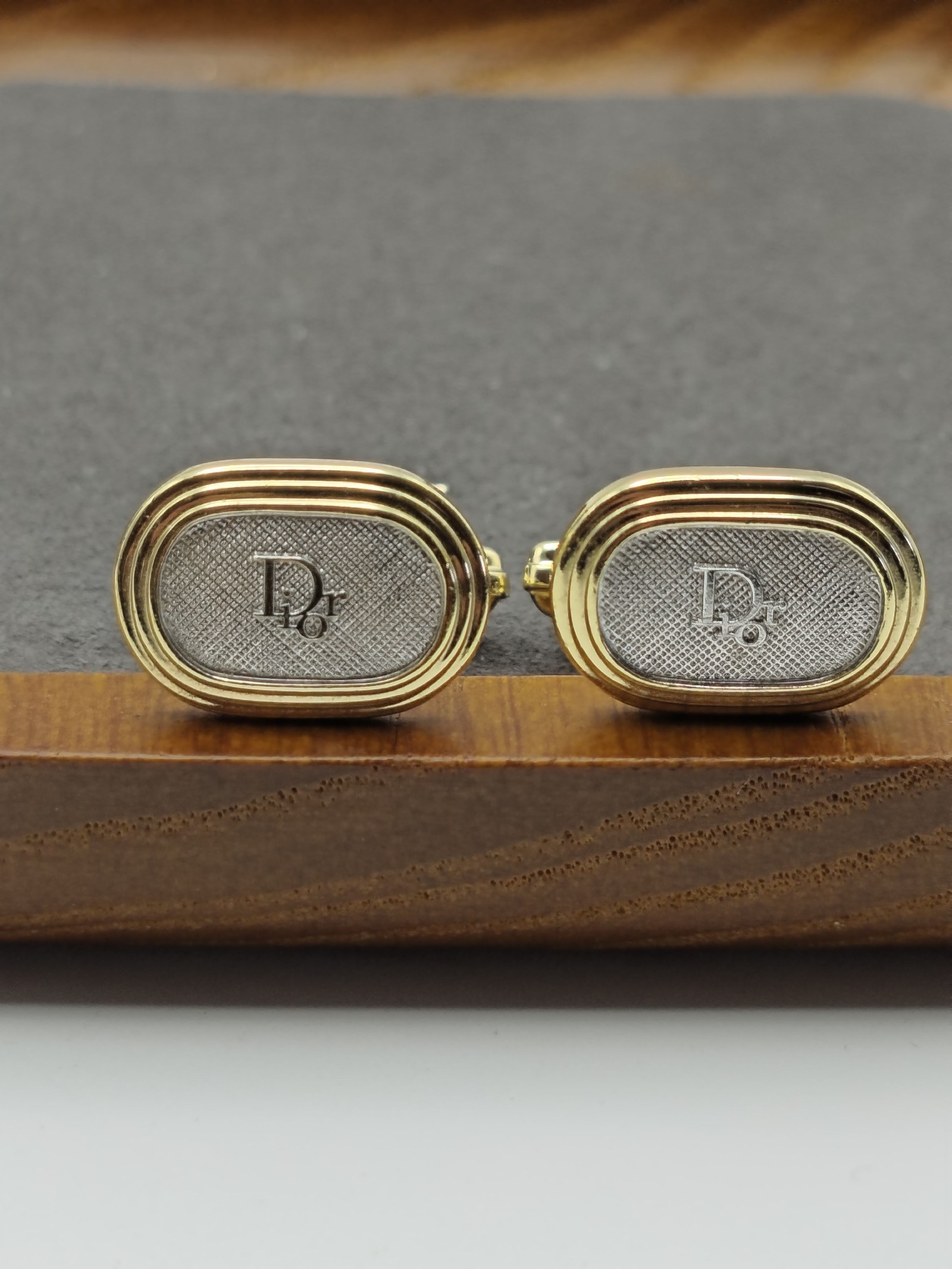 Christian Dior Men Gold & Silver Cufflinks & Tie Bar Set image 4