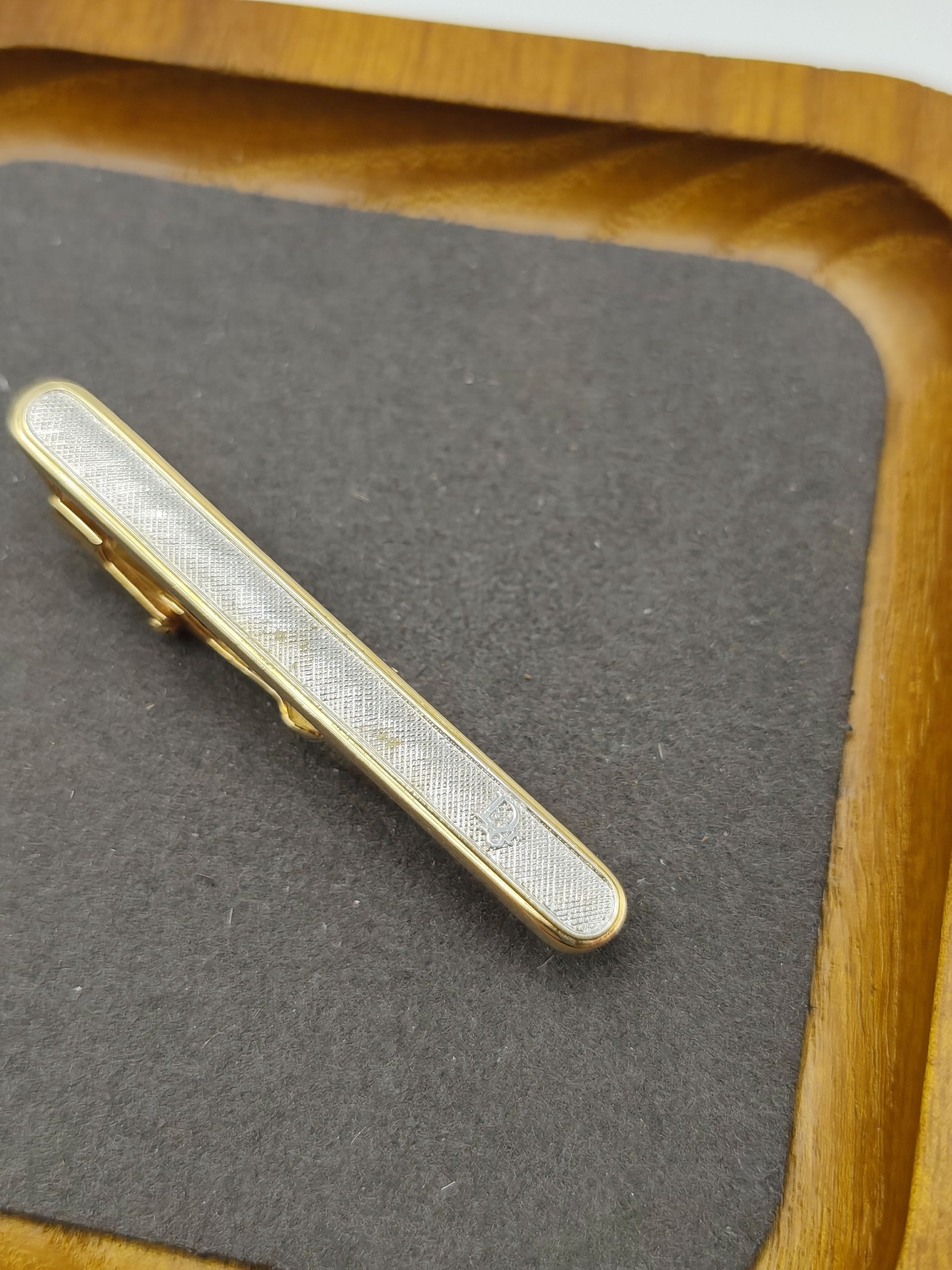 Christian Dior Men Gold & Silver Cufflinks & Tie Bar Set image 10