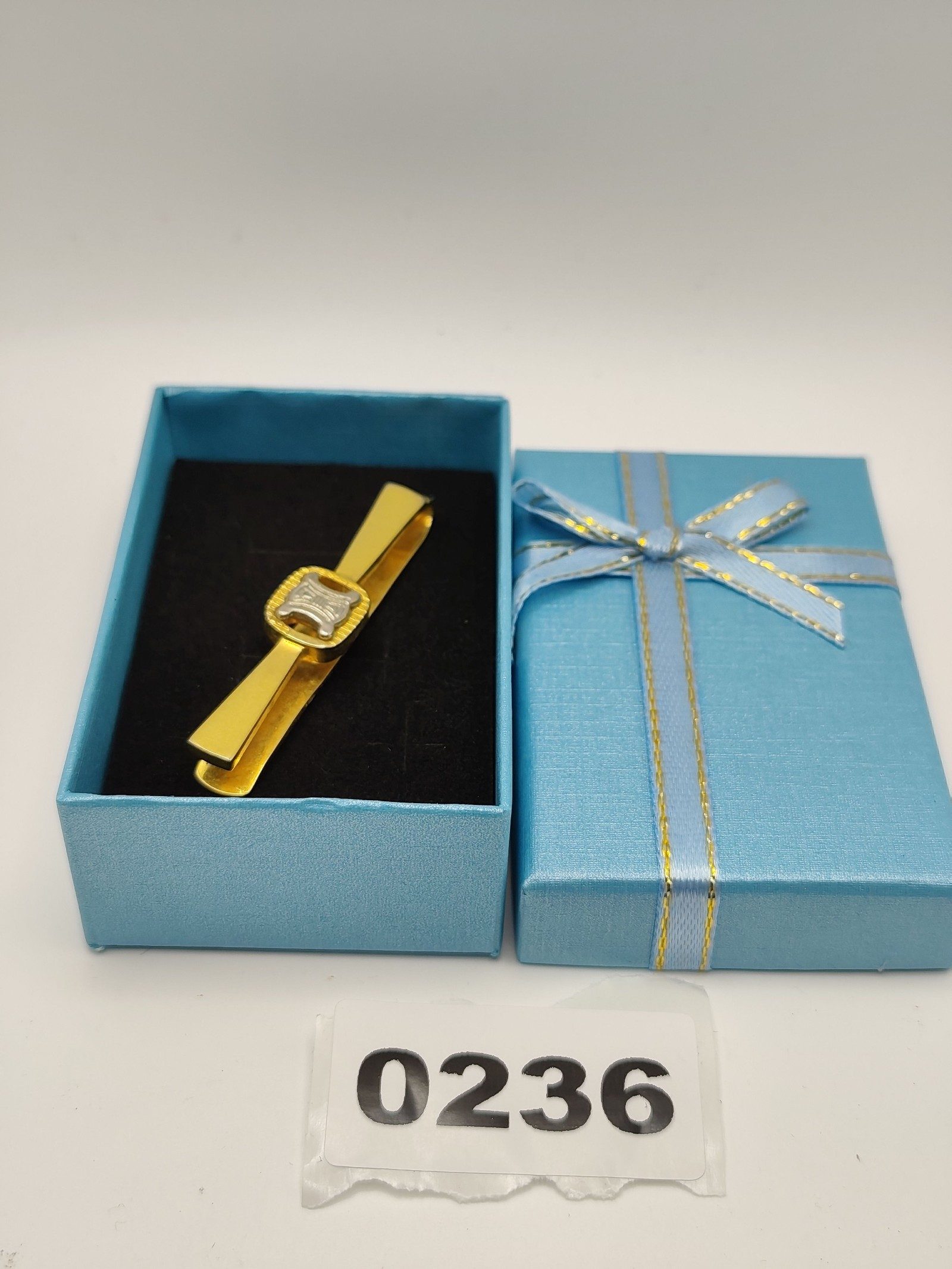 Celine Gold & Silver Tone Logo Tie Clip Men's
