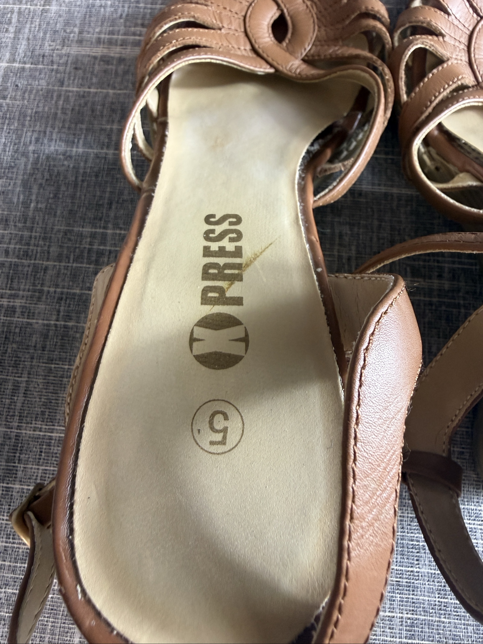 Express Brown Leather Wedge Sandals Size 5 image 4