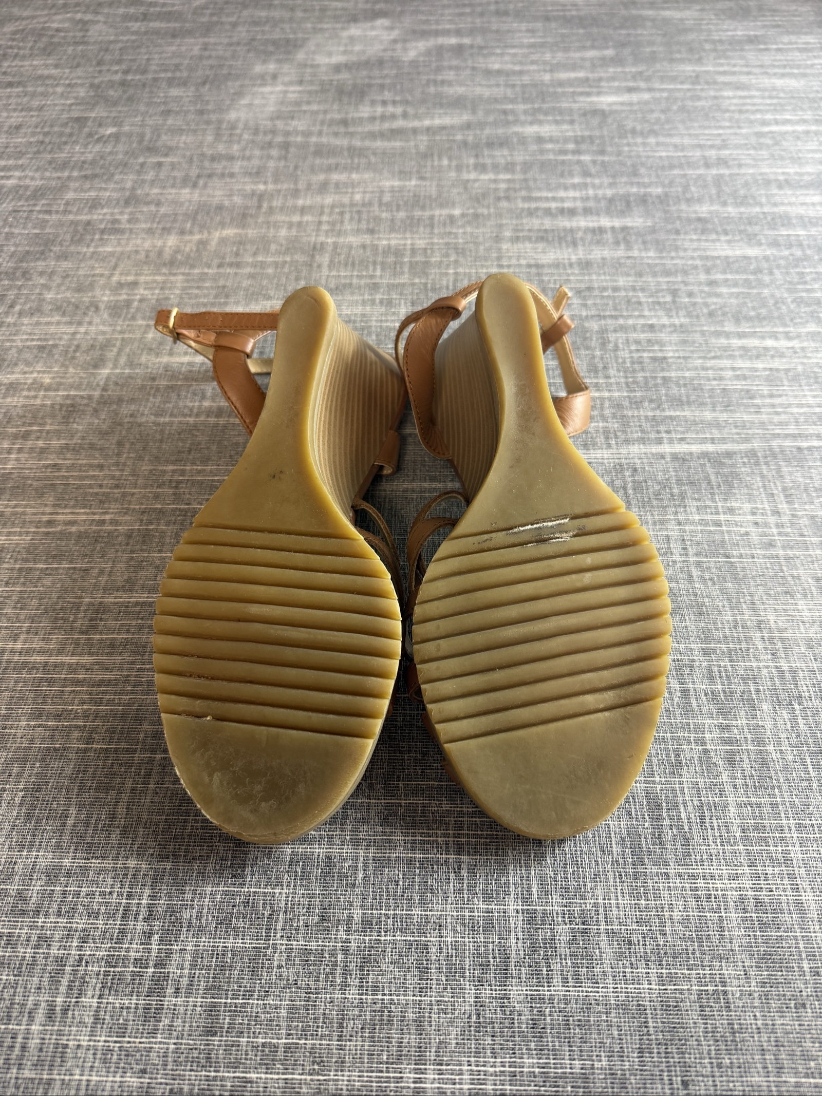 Express Brown Leather Wedge Sandals Size 5 image 6