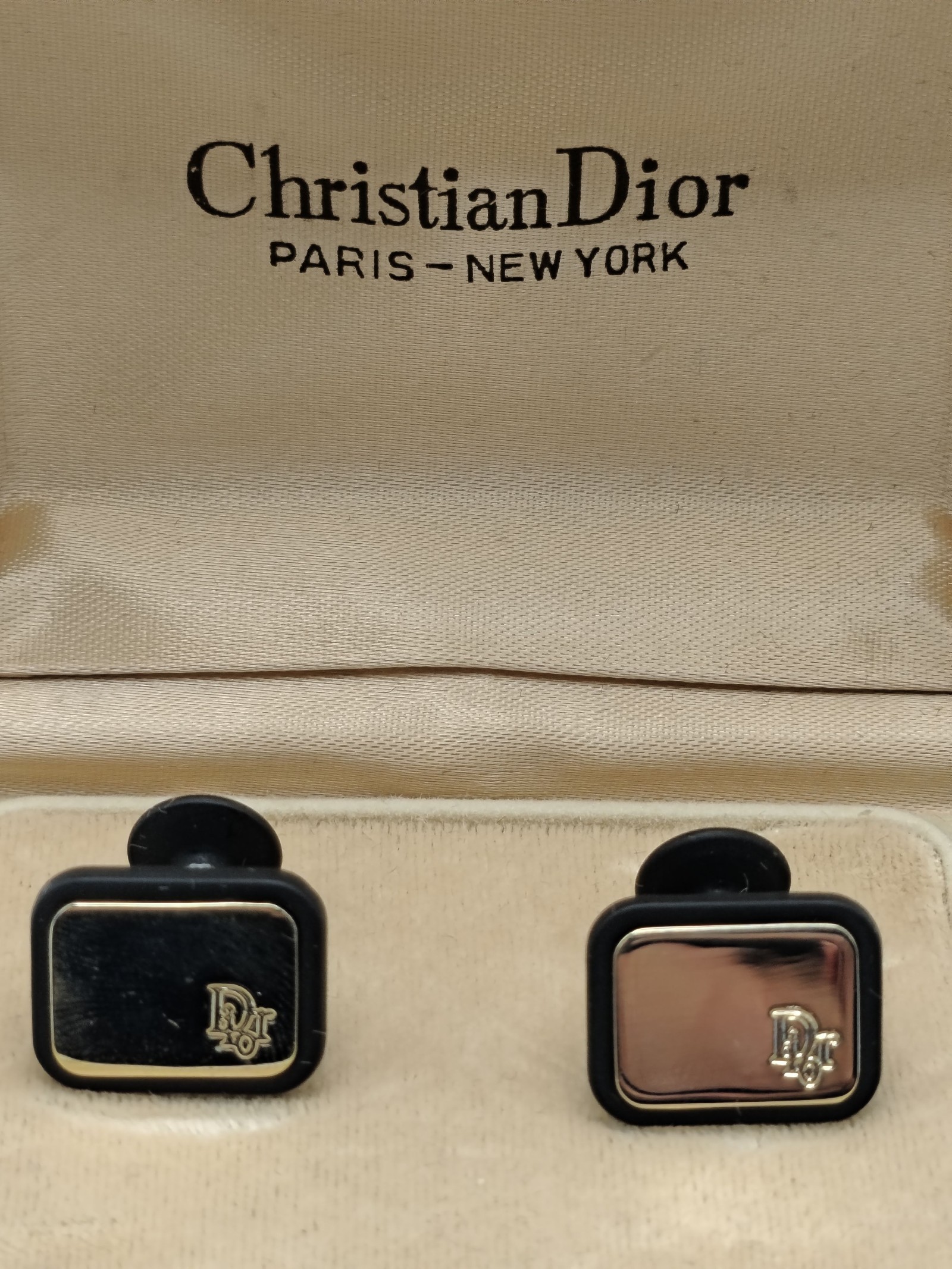 Christian Dior Black & Gold Logo Men Cufflinks image 2