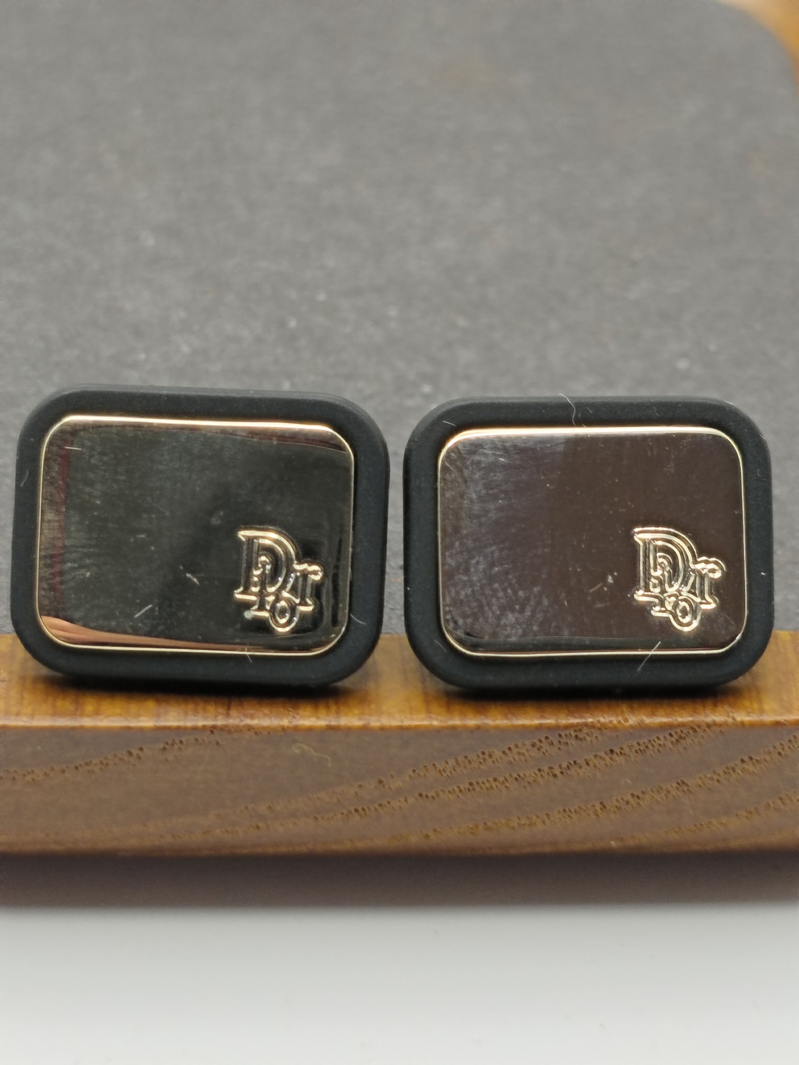 Christian Dior Black & Gold Logo Men Cufflinks image 4