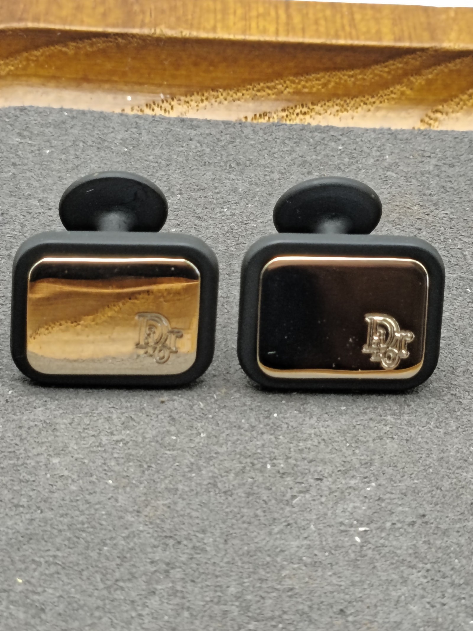 Christian Dior Black & Gold Logo Men Cufflinks image 9