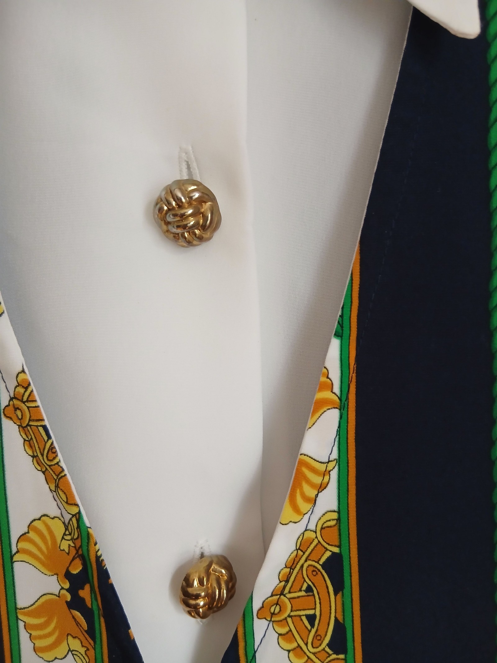 Hamells Petite Vintage Waistcoat attached Blouse Navy Gold Rope Size M image 4