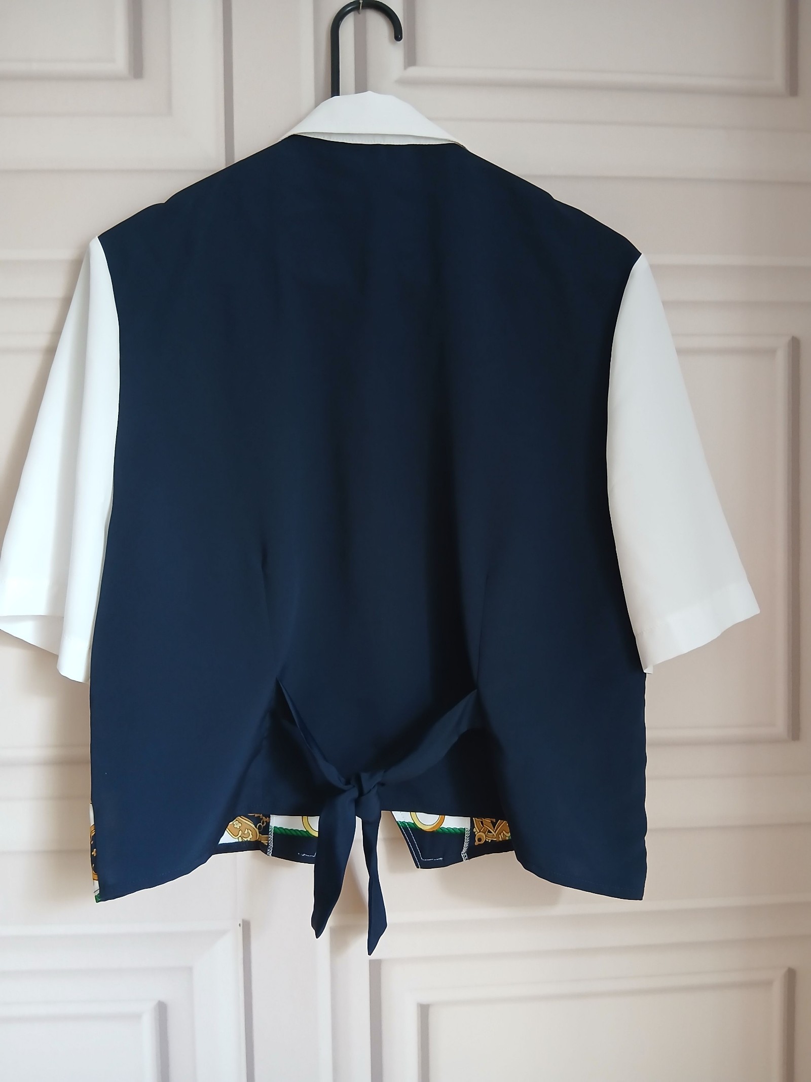 Hamells Petite Vintage Waistcoat attached Blouse Navy Gold Rope Size M image 5
