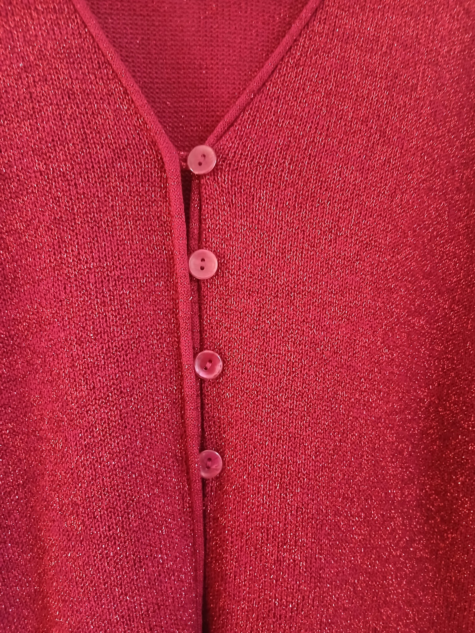 Berkertex Red Metallic Knit Button Cardigan Medium image 2