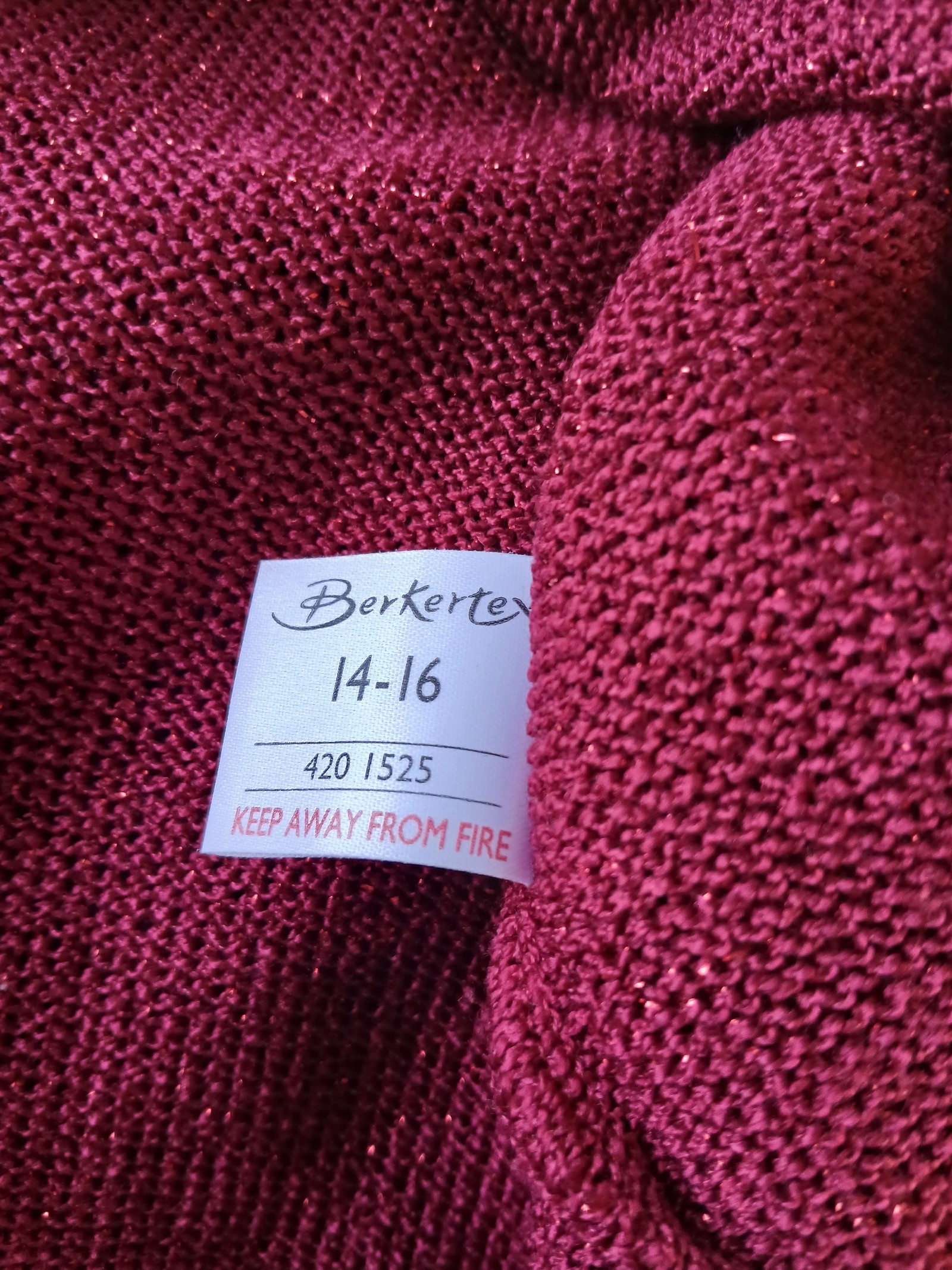 Berkertex Red Metallic Knit Button Cardigan Medium image 7
