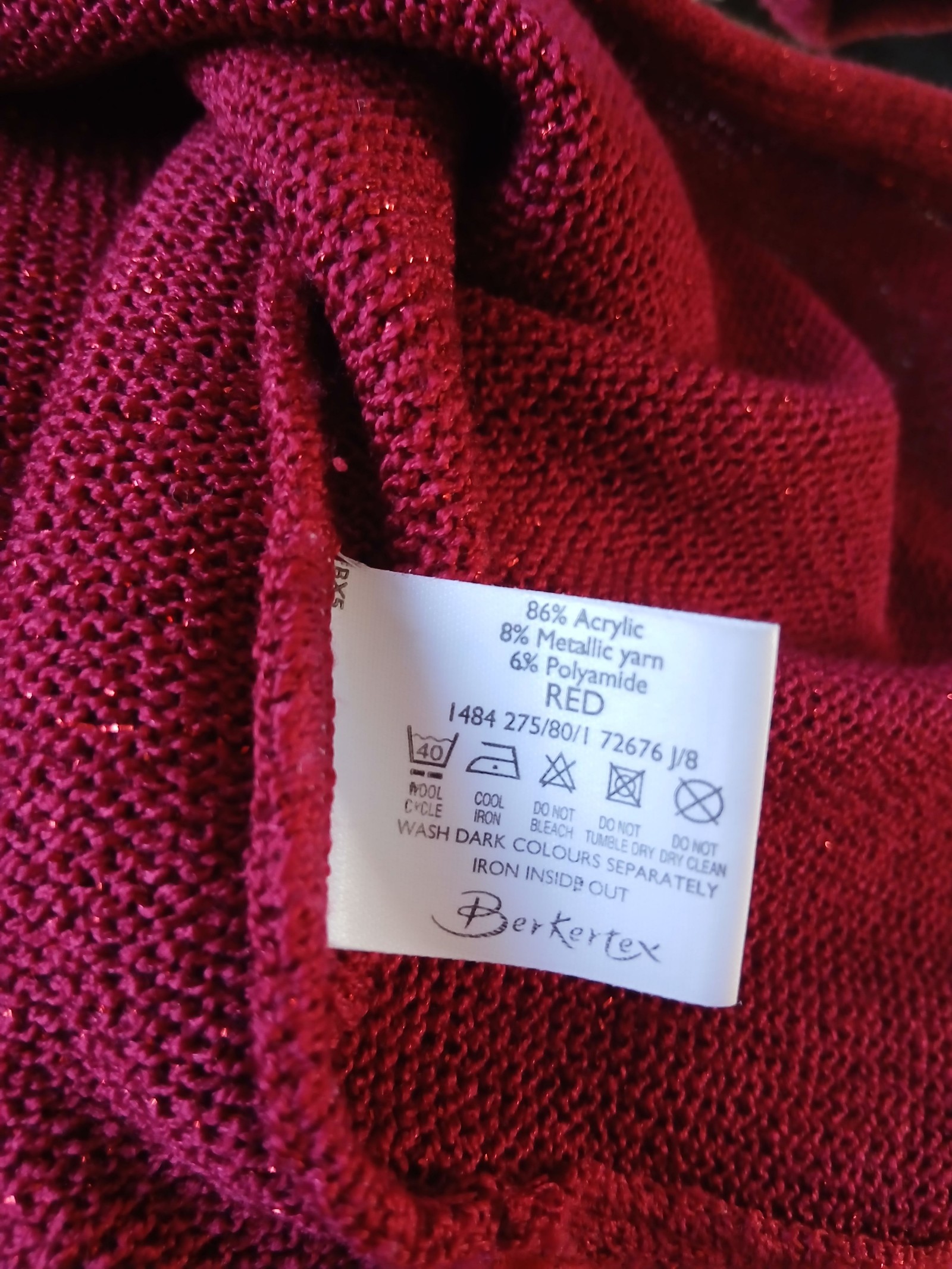 Berkertex Red Metallic Knit Button Cardigan Medium image 8
