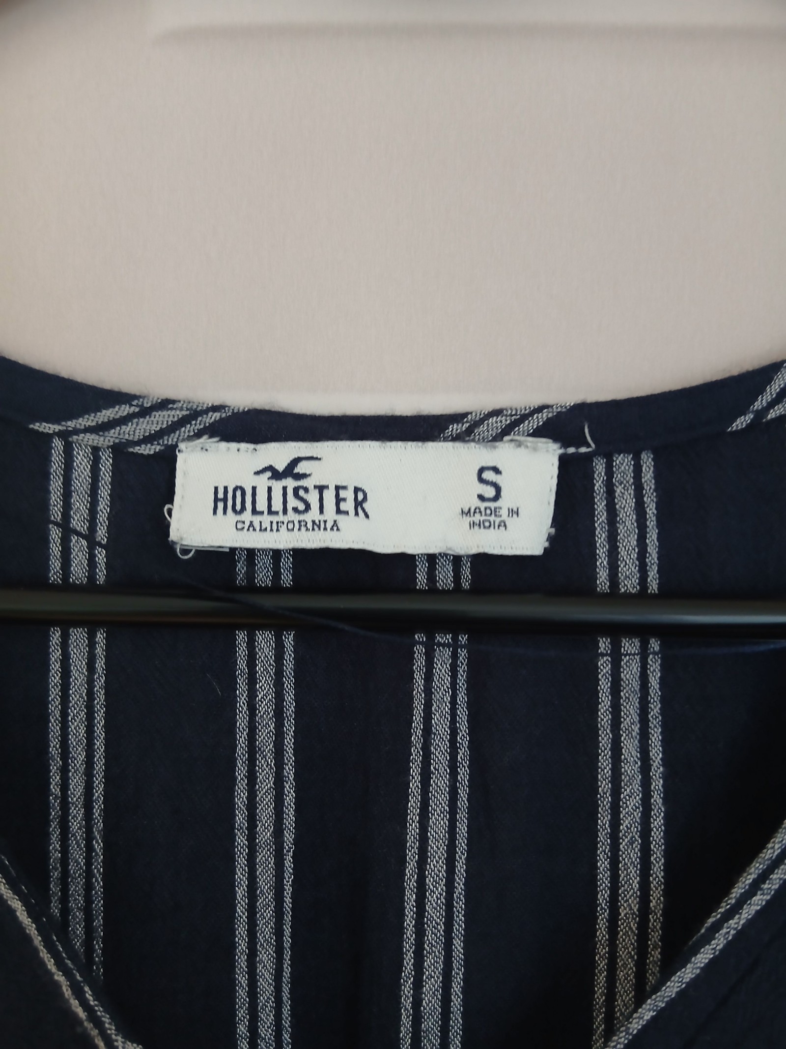 Hollister Navy & White Stripe Tie-Front Crop Top Small image 5