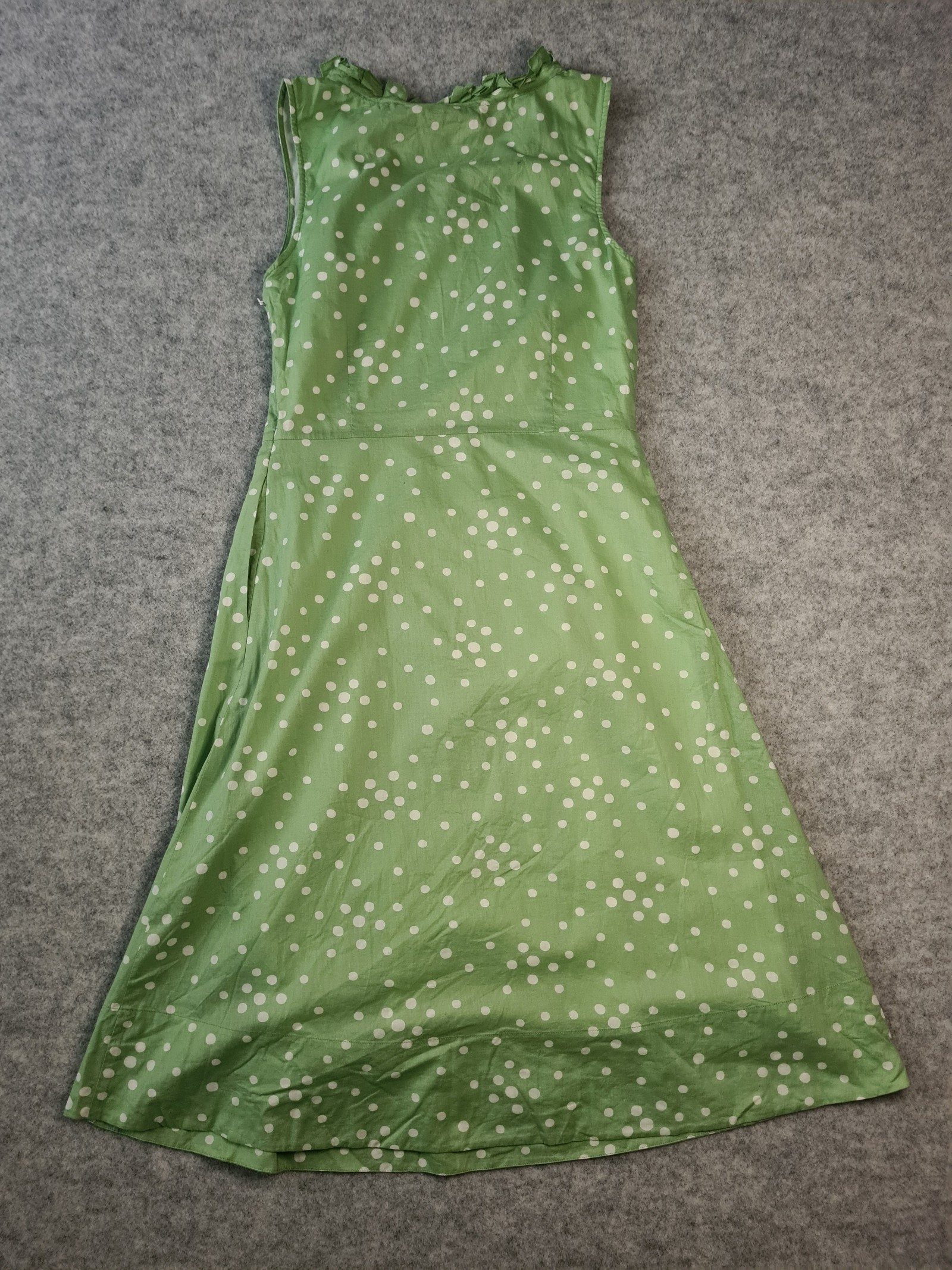 Cath Kidston Green Polka Dot Sleeveless Dress UK 10 Cotton Blend image 3