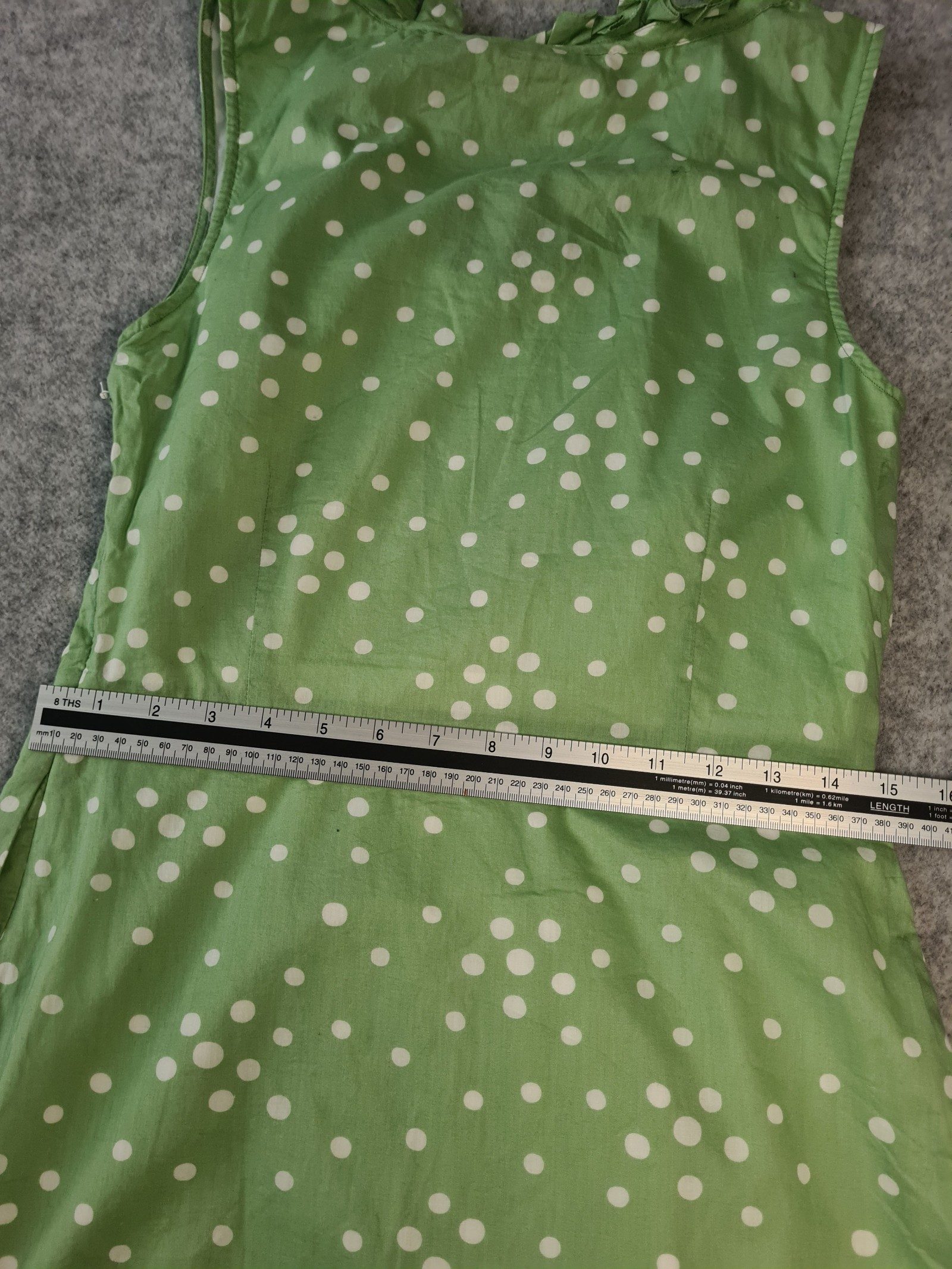 Cath Kidston Green Polka Dot Sleeveless Dress UK 10 Cotton Blend image 4