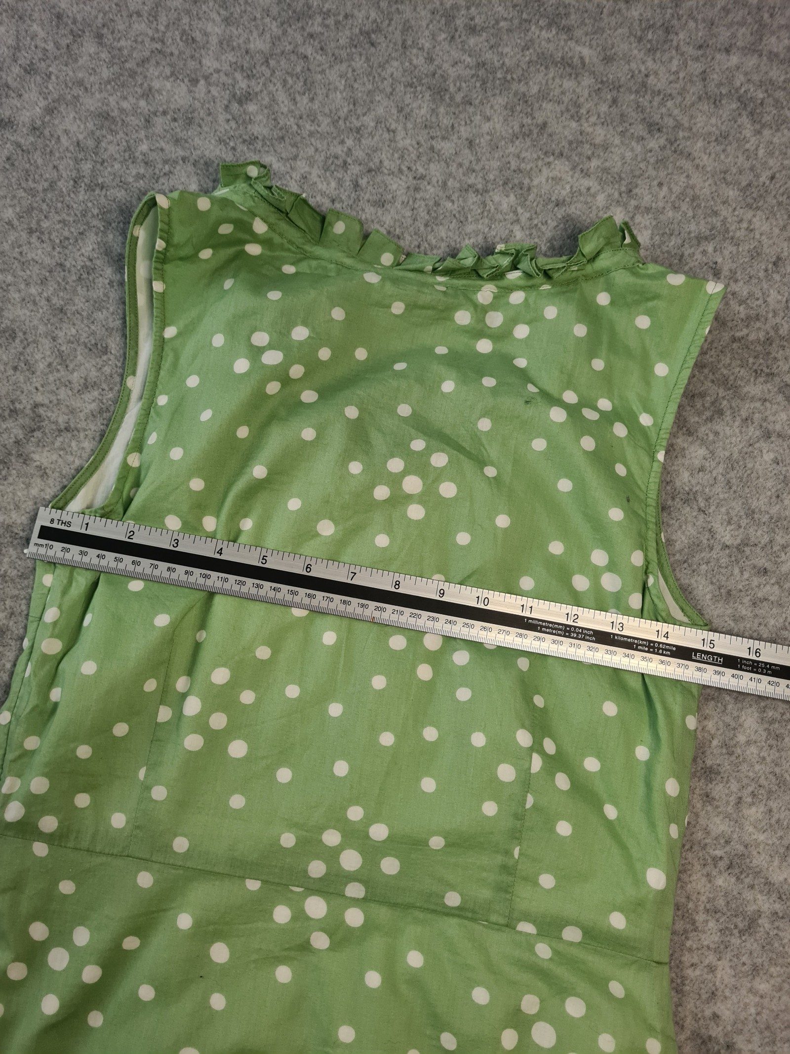 Cath Kidston Green Polka Dot Sleeveless Dress UK 10 Cotton Blend image 5