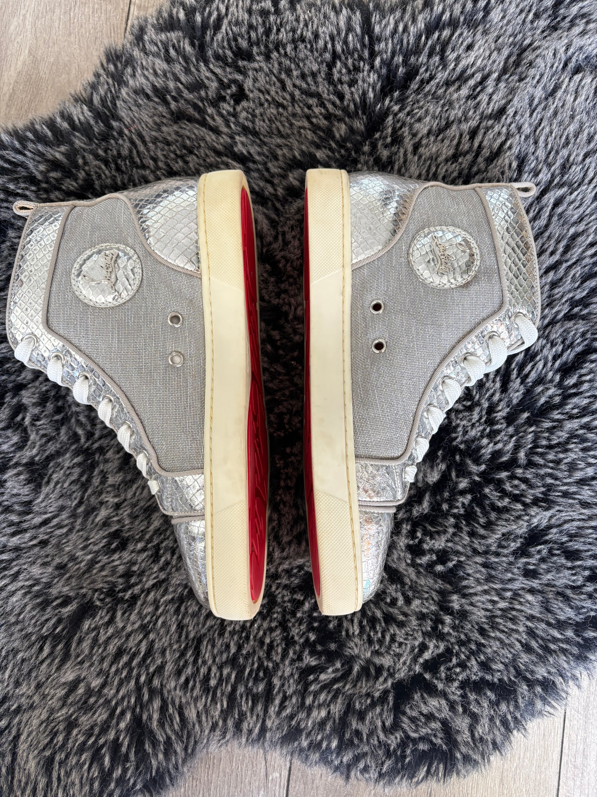 Christian Louboutin Zilveren Hoge Sneakers Leer EU 41 image 3