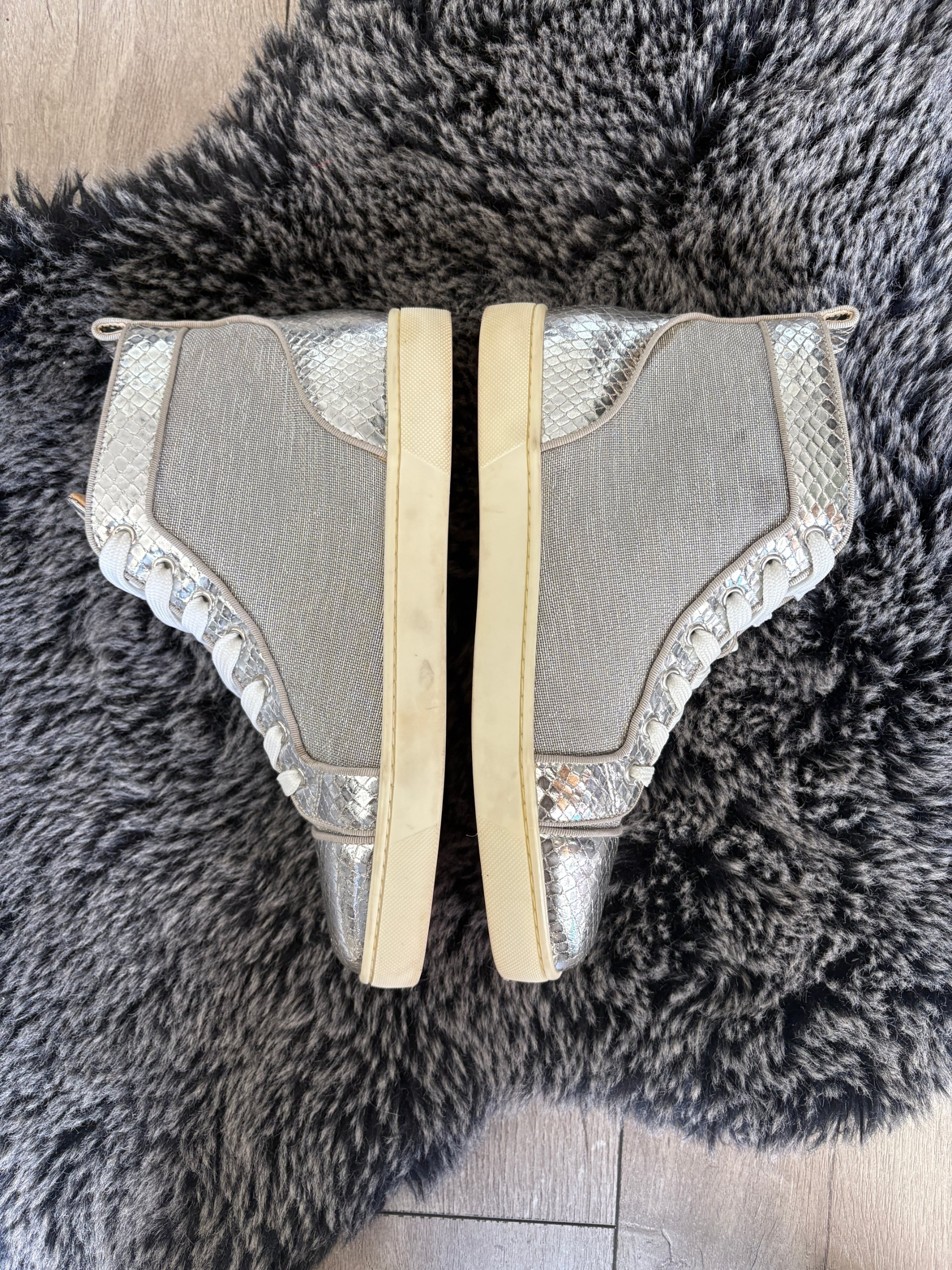 Christian Louboutin Zilveren Hoge Sneakers Leer EU 41 image 4